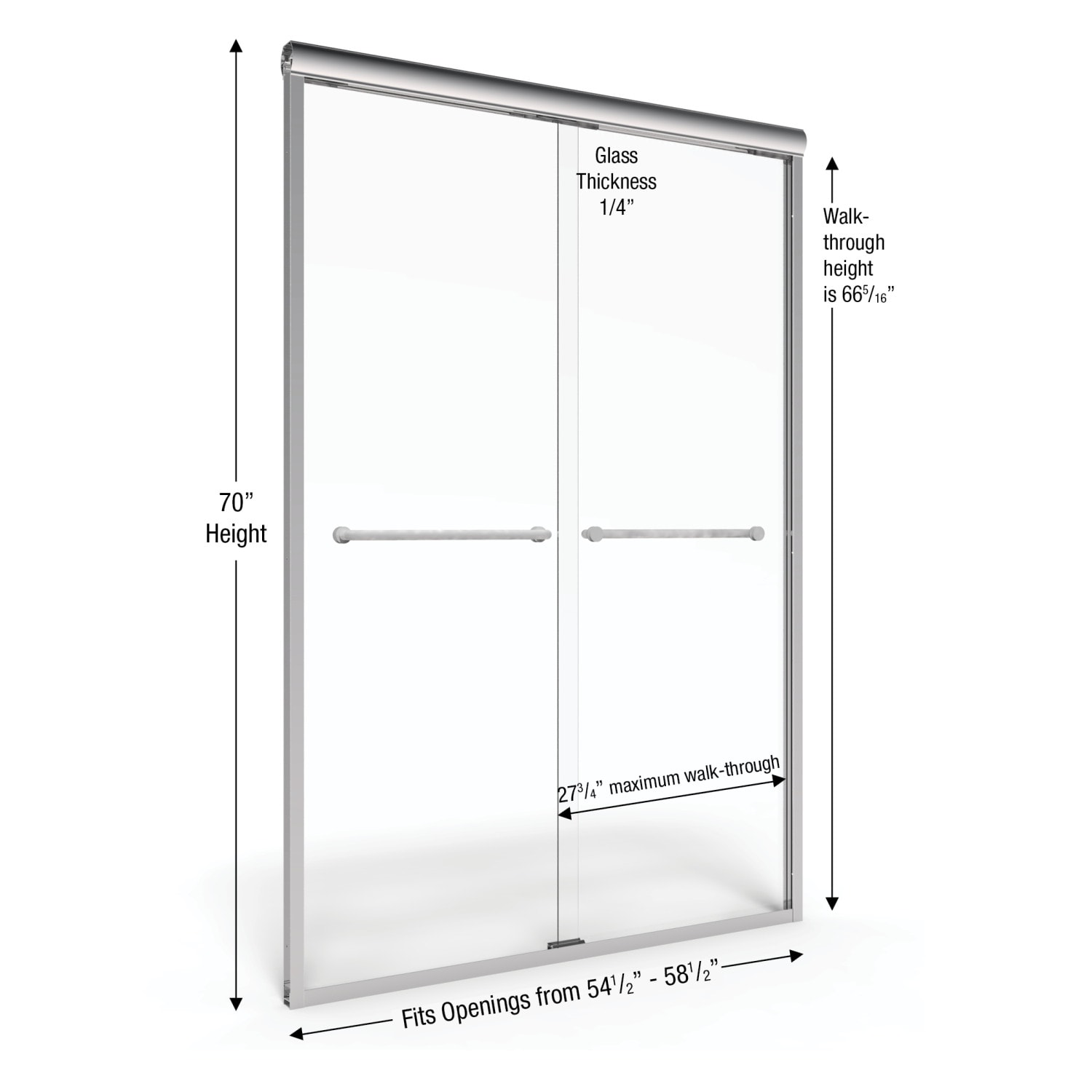 Basco Infinity 54-1/2-in to 58-1/2-in W x 70-in H Semi-frameless ...