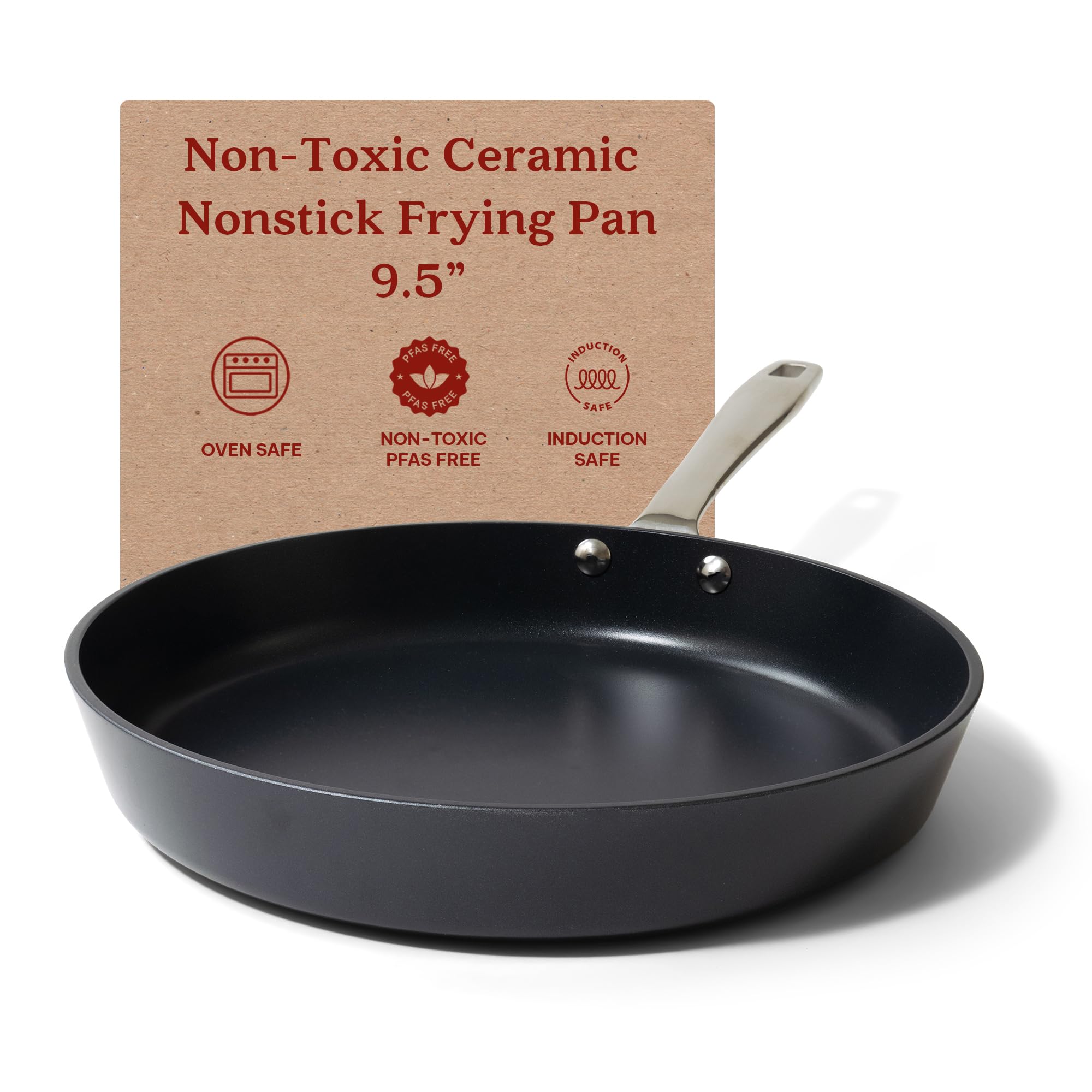 alva 100524 Maestro Toxin-Free Nonstick 9.5-in Ceramic Frying Pan Skillet Oven and Induction Safe