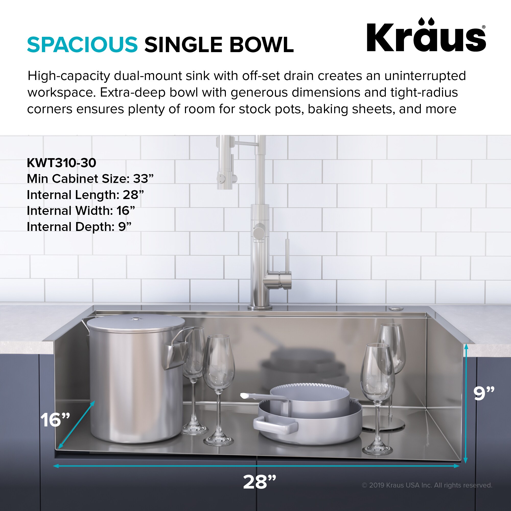 Kraus KWT310-30-100-75MB Kitchen-Sinks - View #4