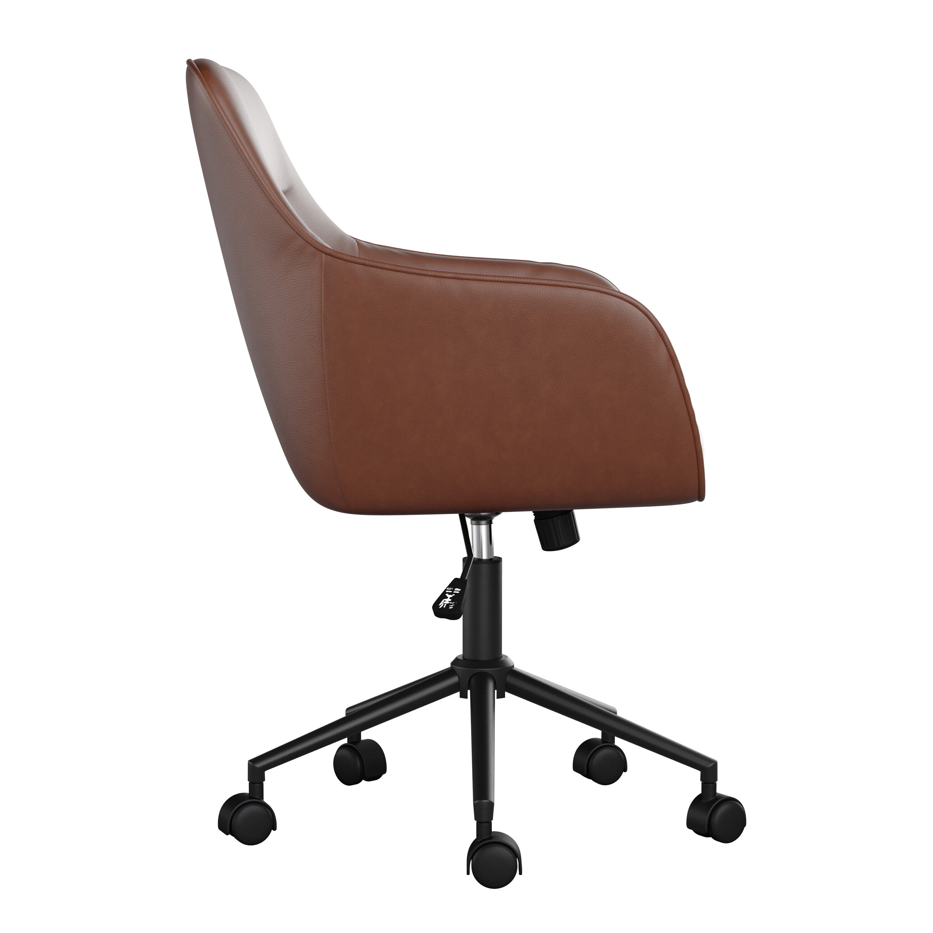 Saddle Brown Faux Leather Swivel Office Chair with Oil Rubbed Bronze Frame