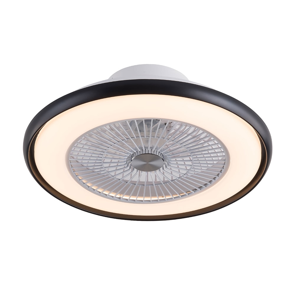 Oukaning JZUCOD8SNSHCX 23-in Color-Changing Flush Mount Round Black Three-Speed Timing Closed with Plastic Blades Fandelier Ceiling Fan With Light - Remote Included ( 5 -Blade )