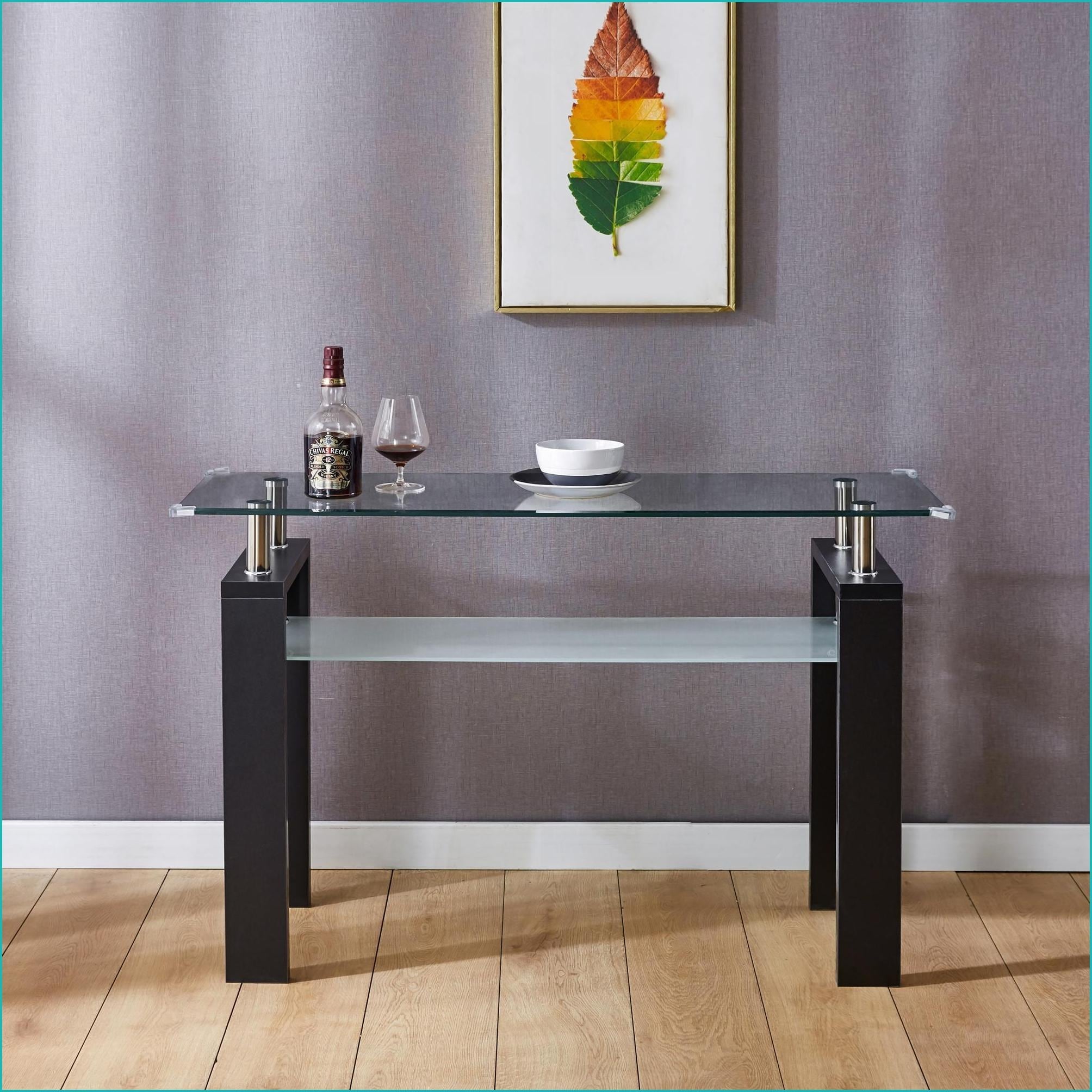 Watnature Sturdy Space Saving Black Stainless Steel Tempered Glass ...