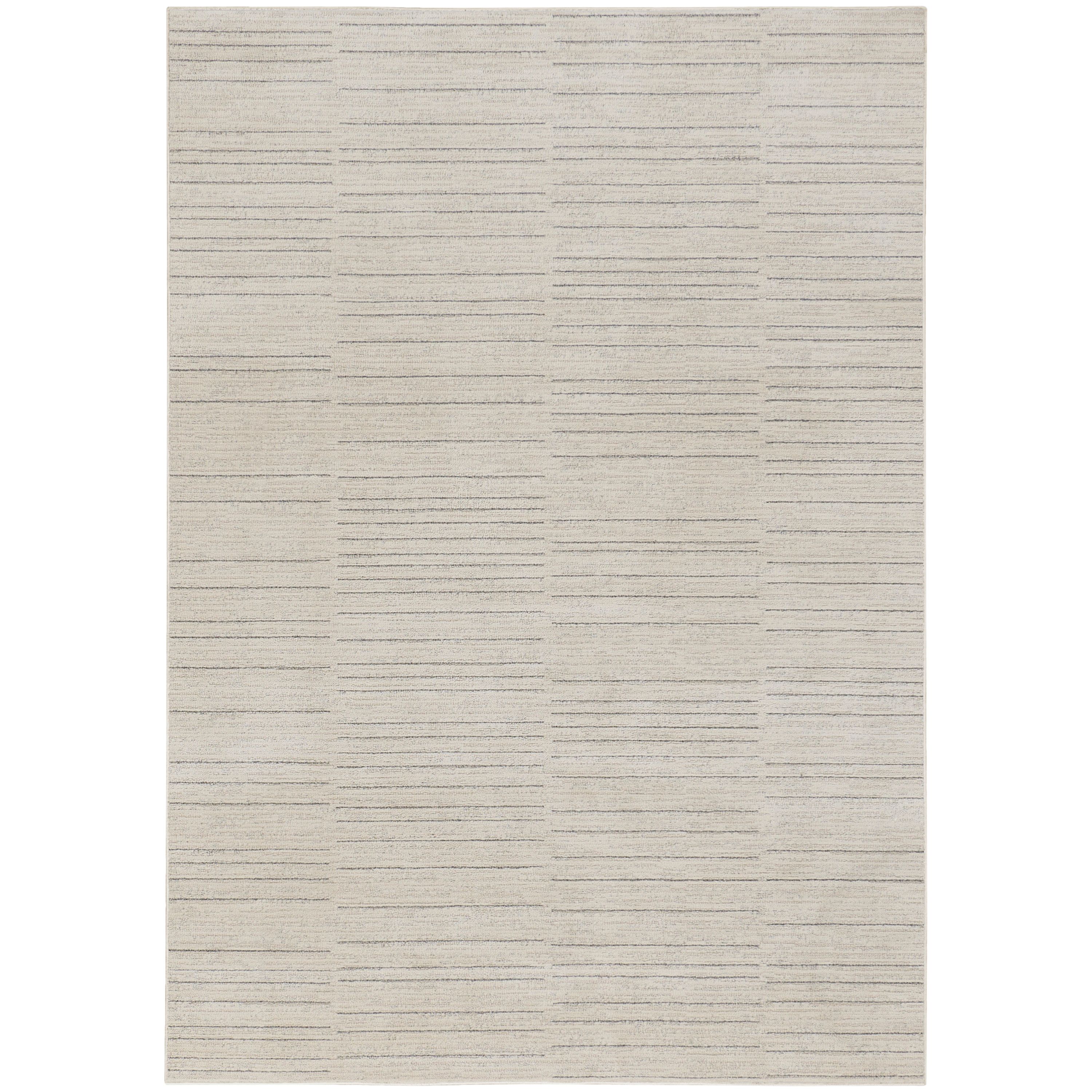 Nourison 099446943842 Santa Cruz Contemporary Textured Indoor Rug Ivory Grey 6' x 9'