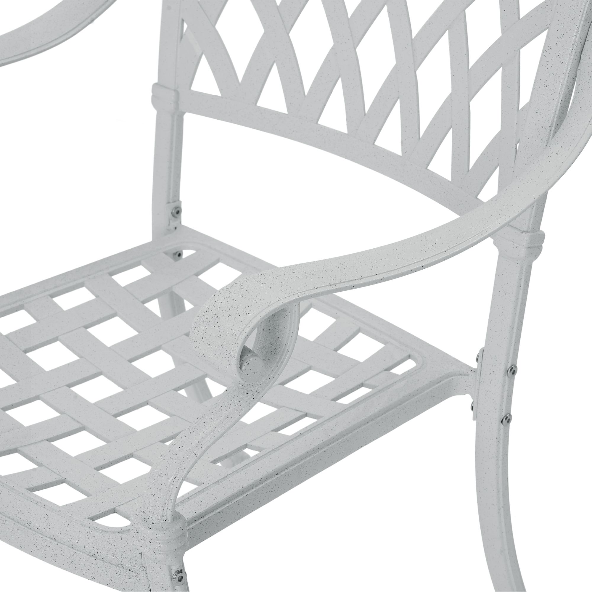 White Cast Aluminum Outdoor Dining Arm Chair Set
