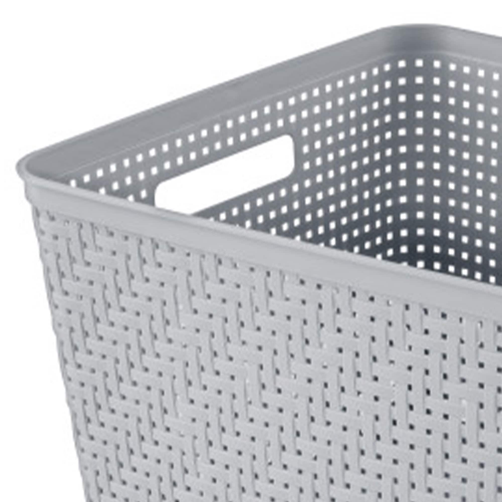 Sterilite Gray Tall Rectangular Plastic Storage Baskets with Handles, 6-Pack