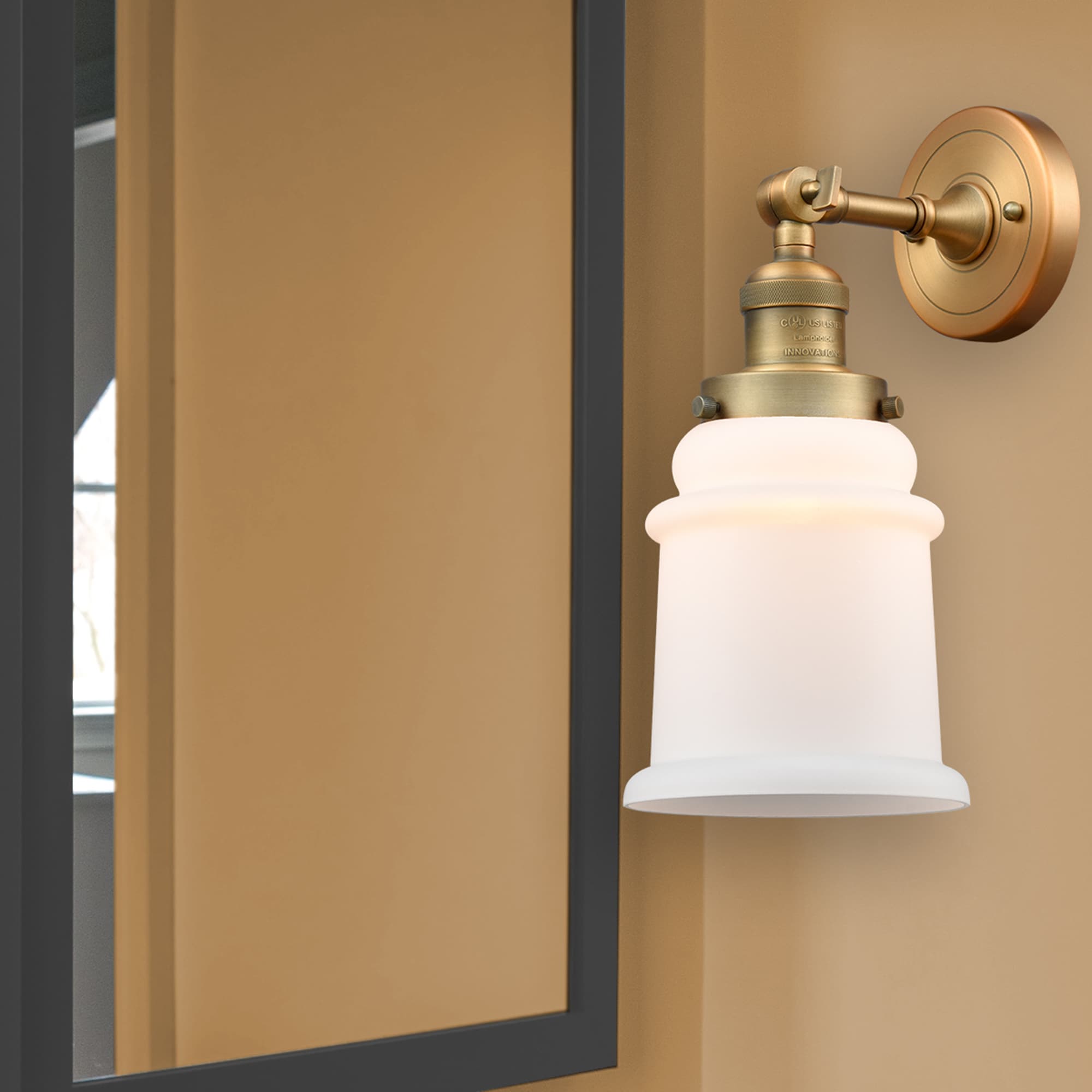 Innovations Lighting 203-BB-G181 Canton 6.5-in W 1 -Light Brushed Brass Industrial Wall Sconce