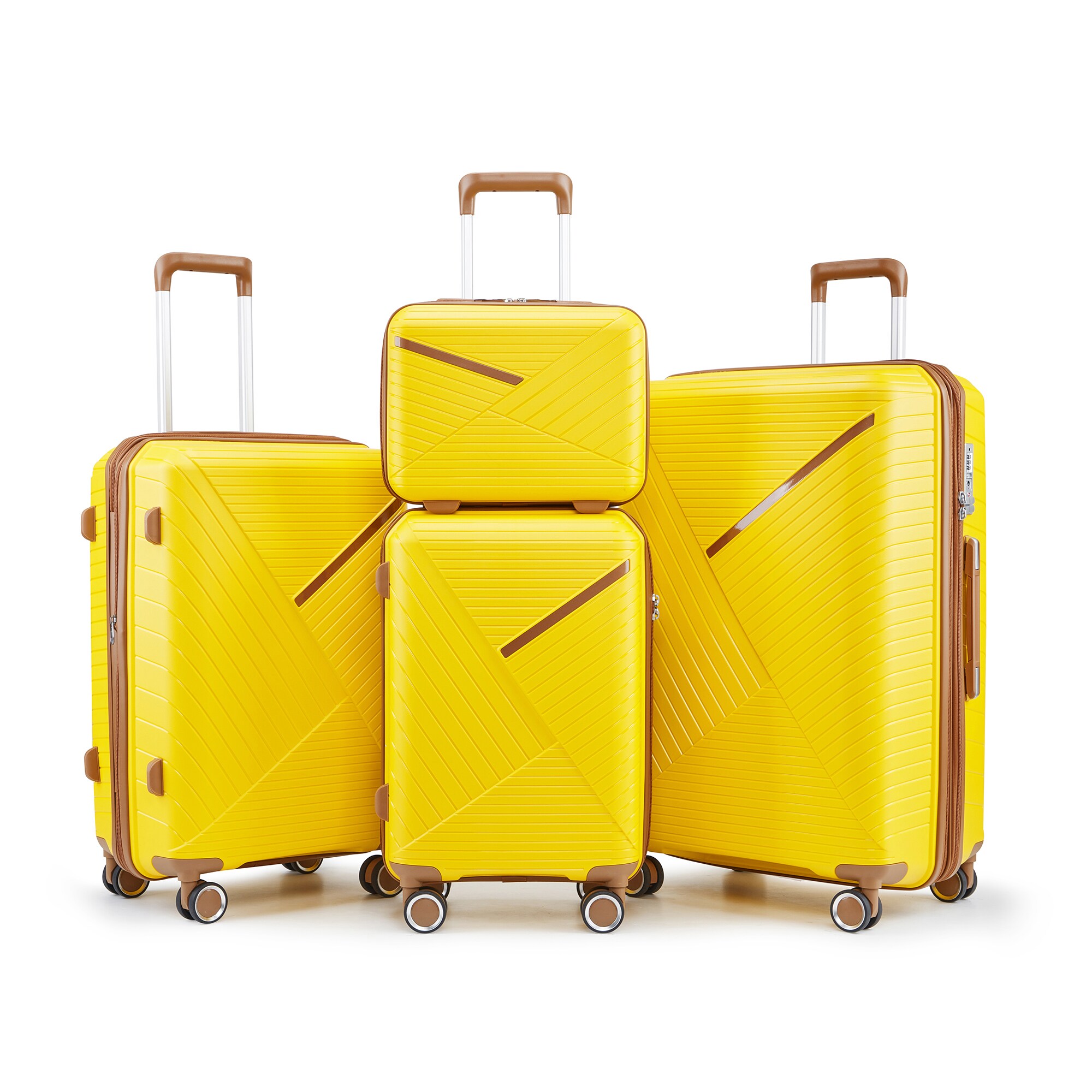 SINOFURN SYD9200001YL 18.5x12.6x29.5 Yellow Plastic Hardshell Suitcase set 4 -Bag
