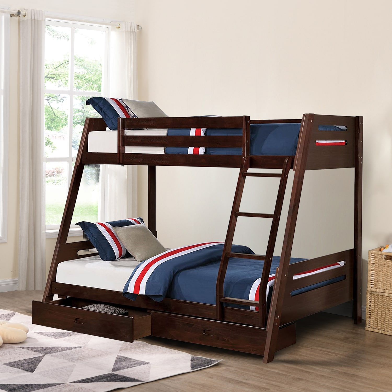 IHOMEadore MDFM-BK003BK Black Twin over twin Bunk Bed