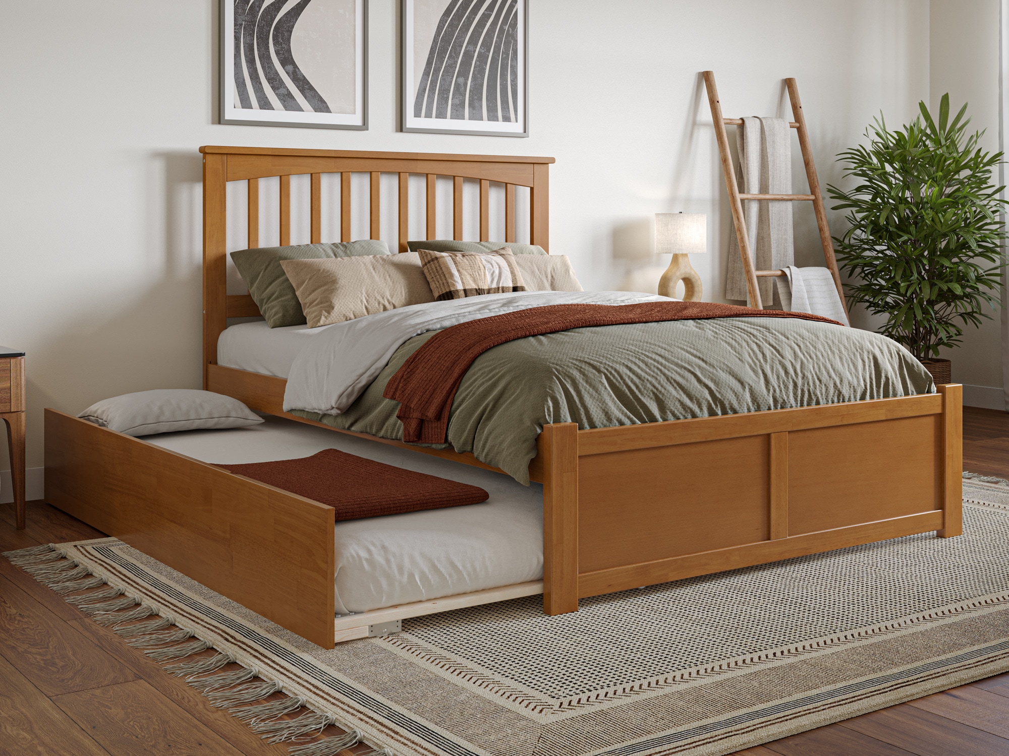 AFI AR873201T Mission Light Toffee Full Wood Trundle Bed