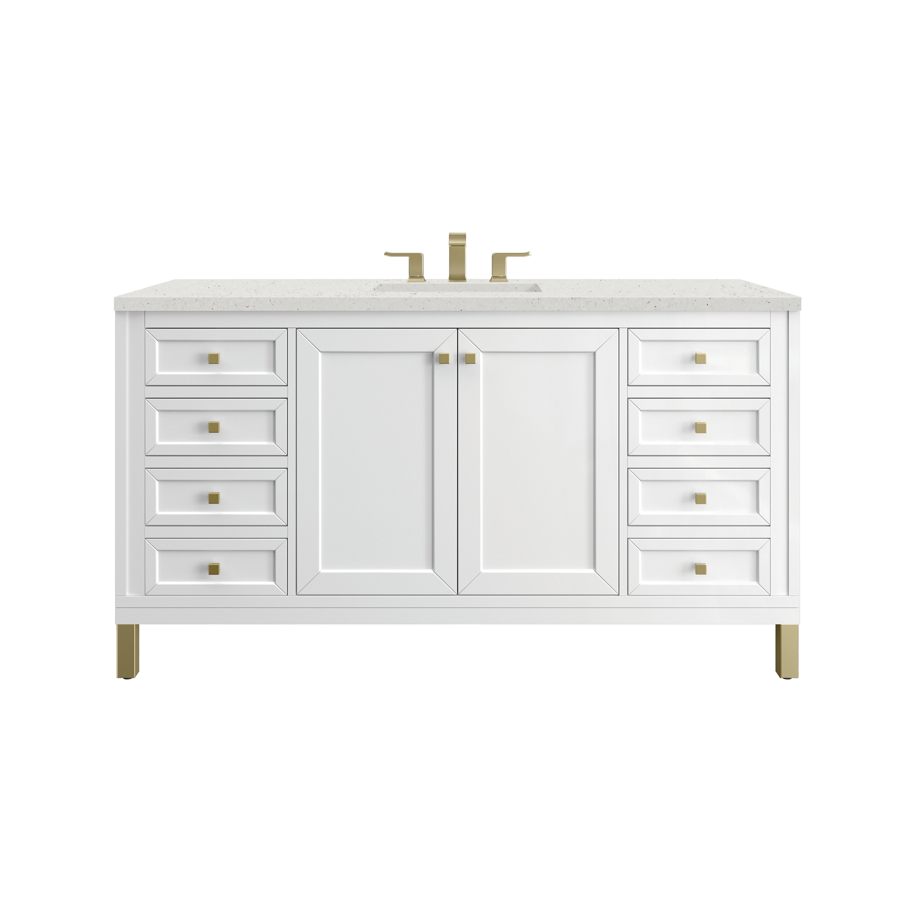 James Martin Vanities 305-V60S-GW-3LDL Chicago 60-in Glossy White Undermount Single Sink Bathroom Vanity with Lime Delight Quartz Top