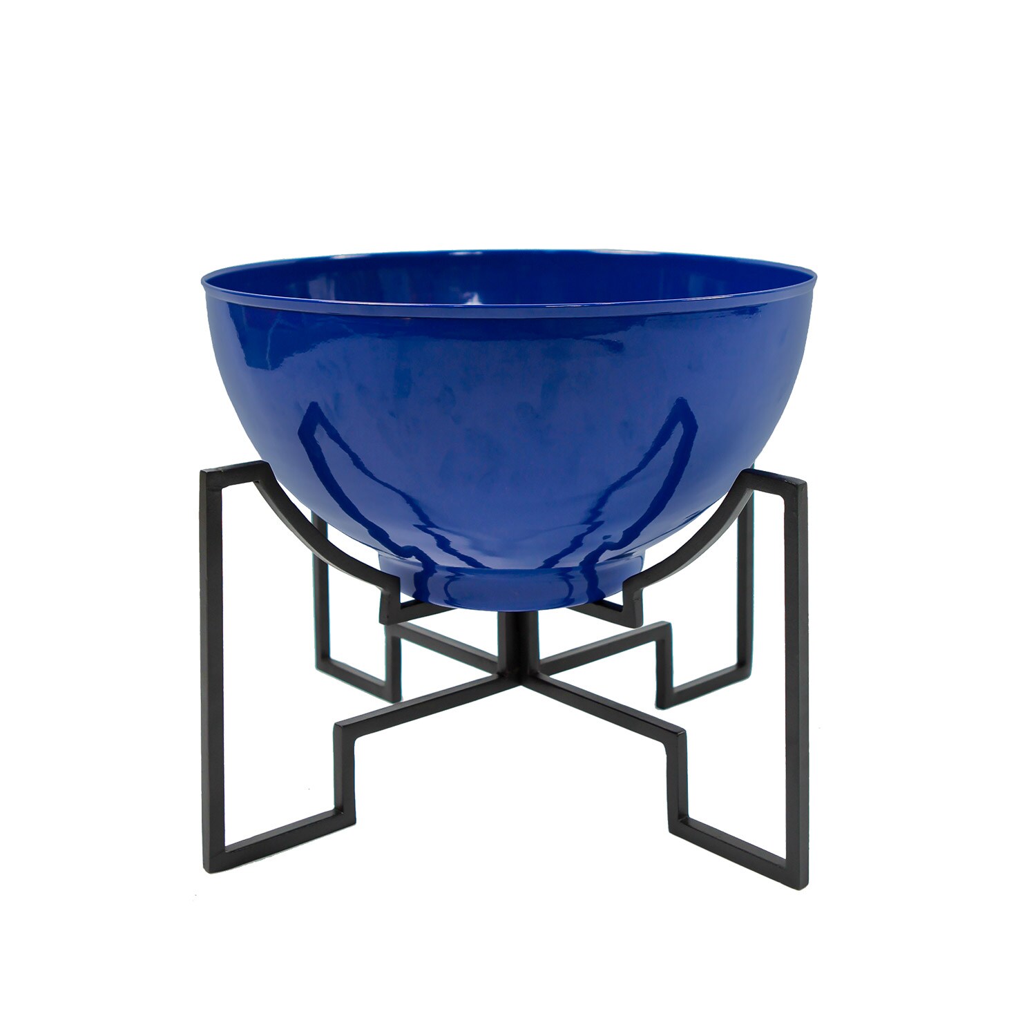 Minuteman International FBC-52-60FB Round 13.25-in W x 13.25-in H x 13.25-in D Blue Metal Contemporary/Modern Indoor/Outdoor Planter Stand Included