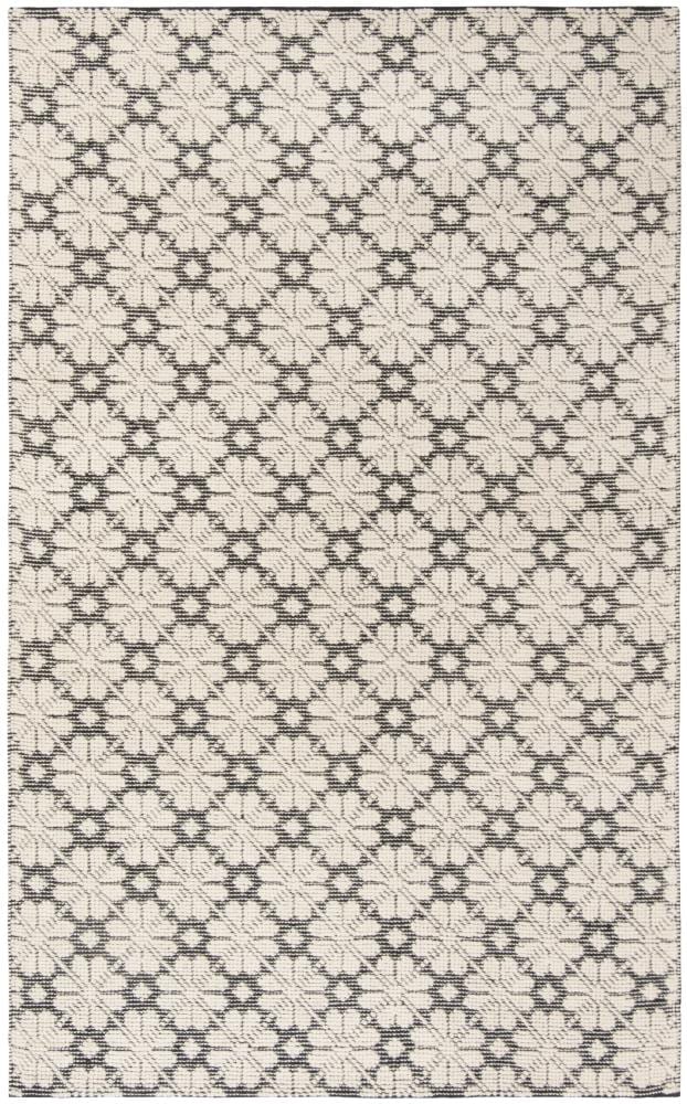 Safavieh VRM303Z-5 Vermont Cornwall 5 x 8 (ft) Wool Ivory/Black Rectangular Indoor Floral/Botanical Area rug