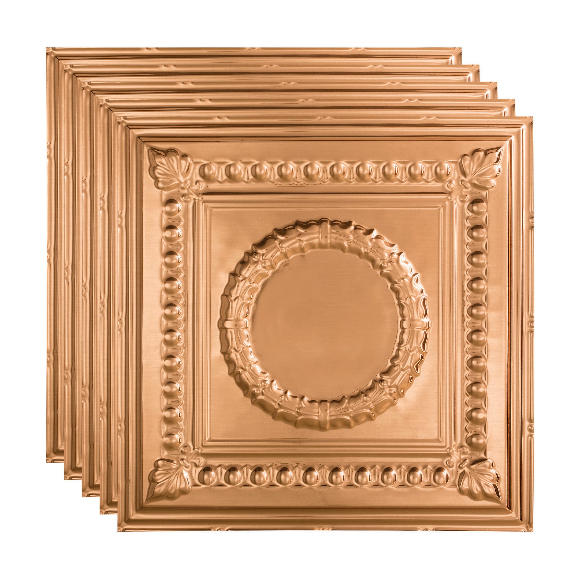 Fasade PL5725 2-ft x 2-ft Rosette Polished Copper PVC Drop Ceiling Tile ( 5 -Pack, 20-Sq. Feet / Case )