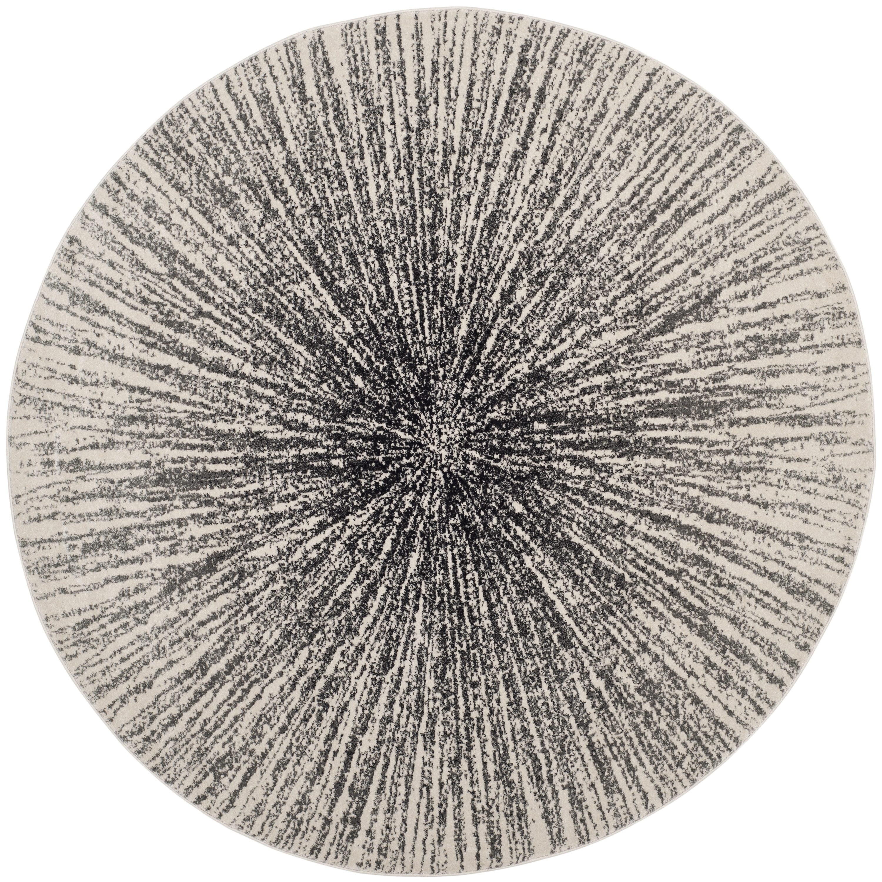 Safavieh EVK228K-8R Evoke Jude 8 x 8 (ft) Loomed Synthetic Black/Ivory Round Indoor Abstract Bohemian/Eclectic Area rug