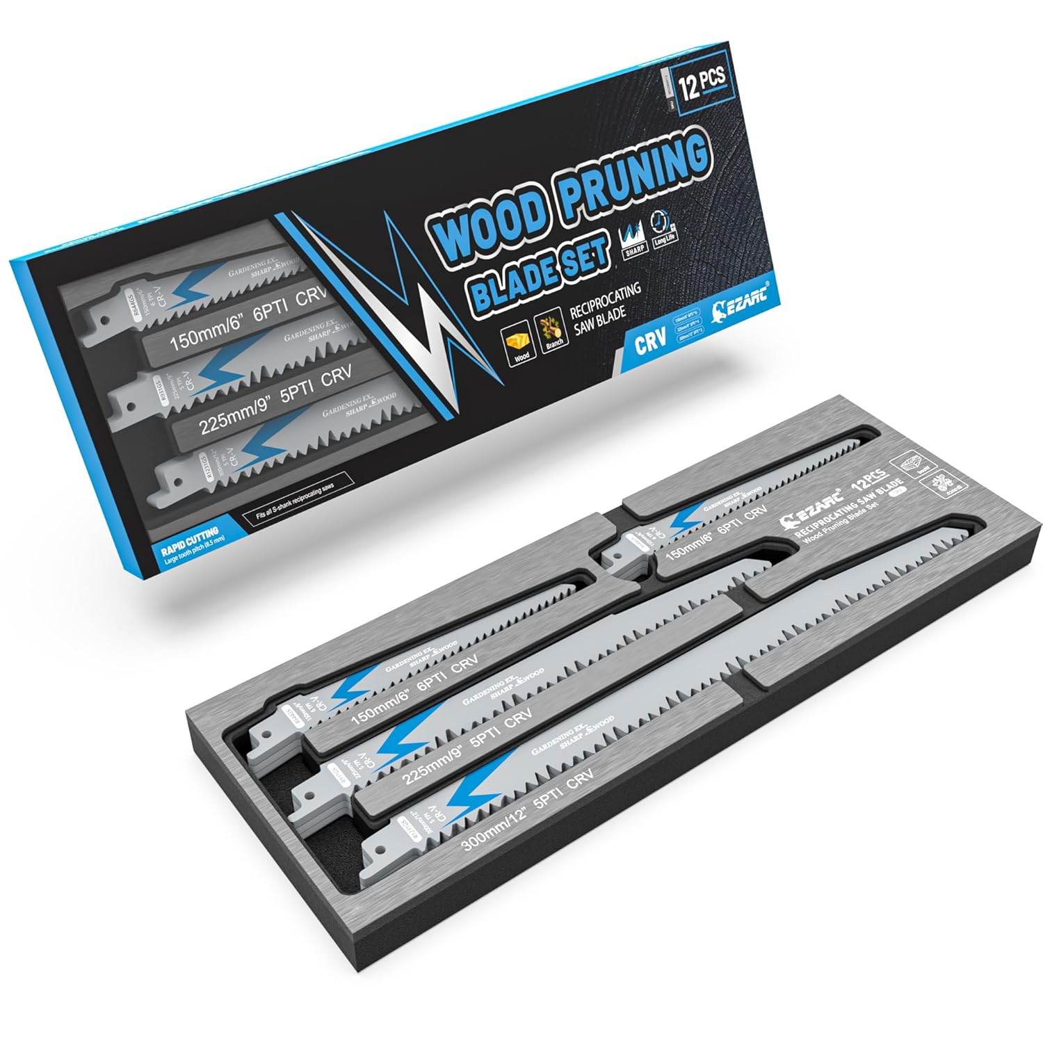 EZARC  Reciprocating Saw Blades Kit 12PCS for Wood Pruning