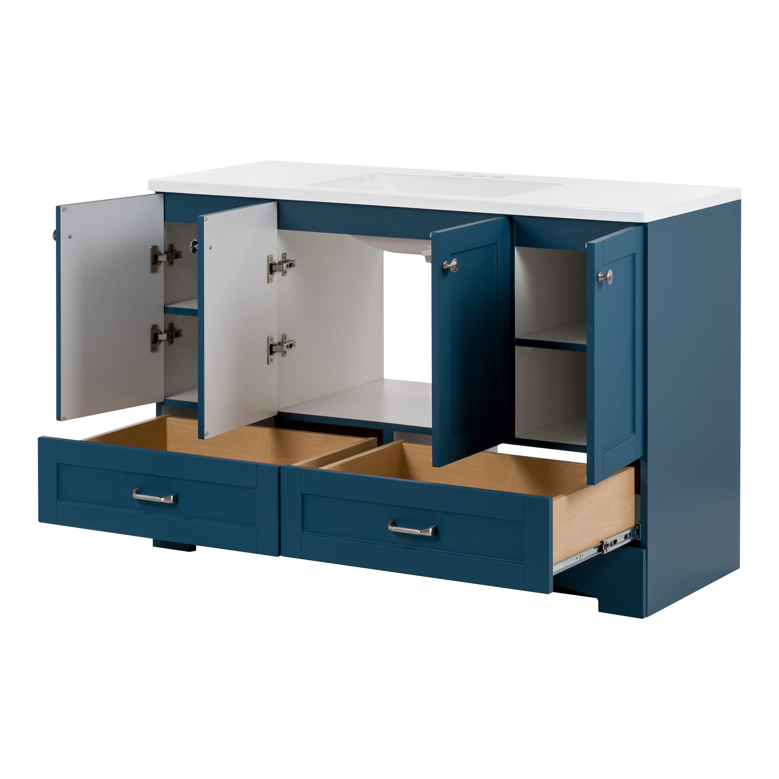 Diamond NOW Cassidy 48-in Admiral Blue Single Sink Bathroom Vanity with  White Cultured Marble Top