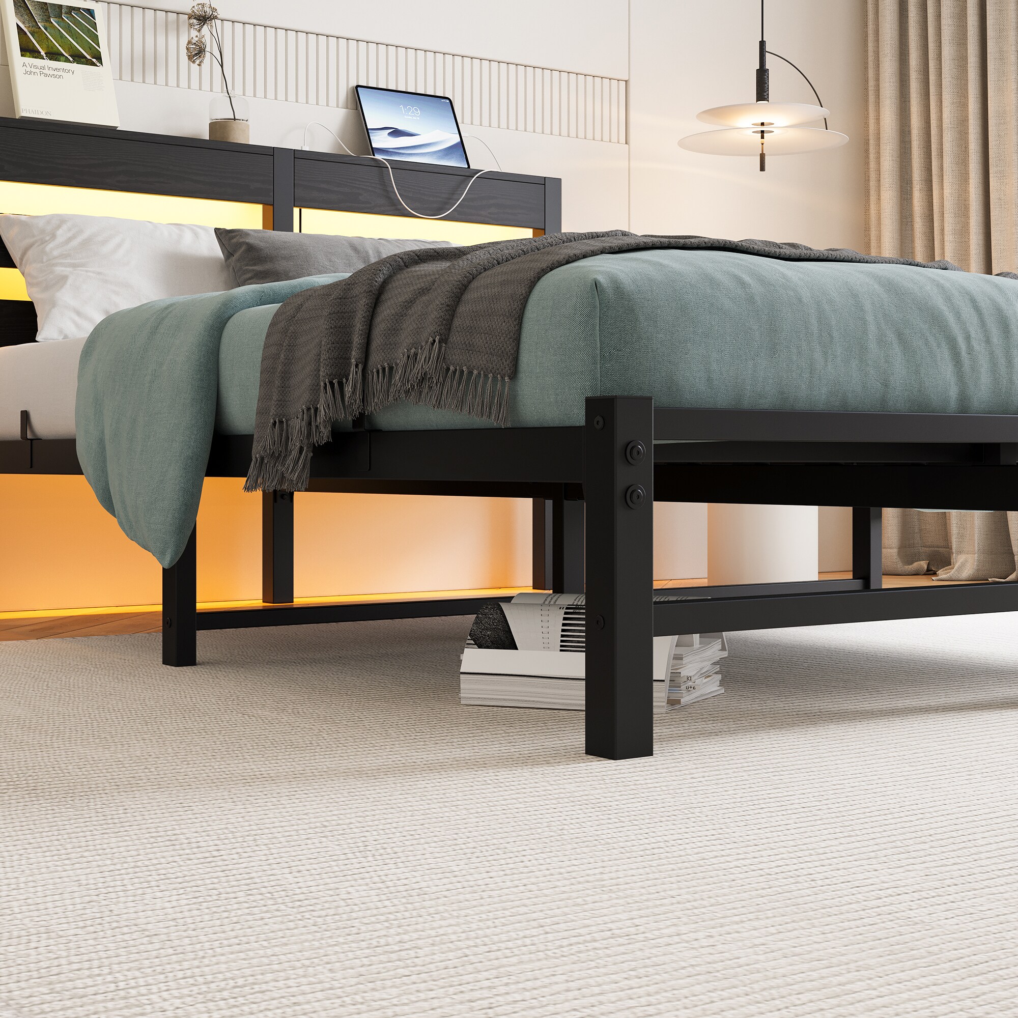Gaierptone Full Contemporary Metal Bed Frame, Black - Sturdy Gaierptone Full Contemporary Metal Bed Frame, Black - Sturdy