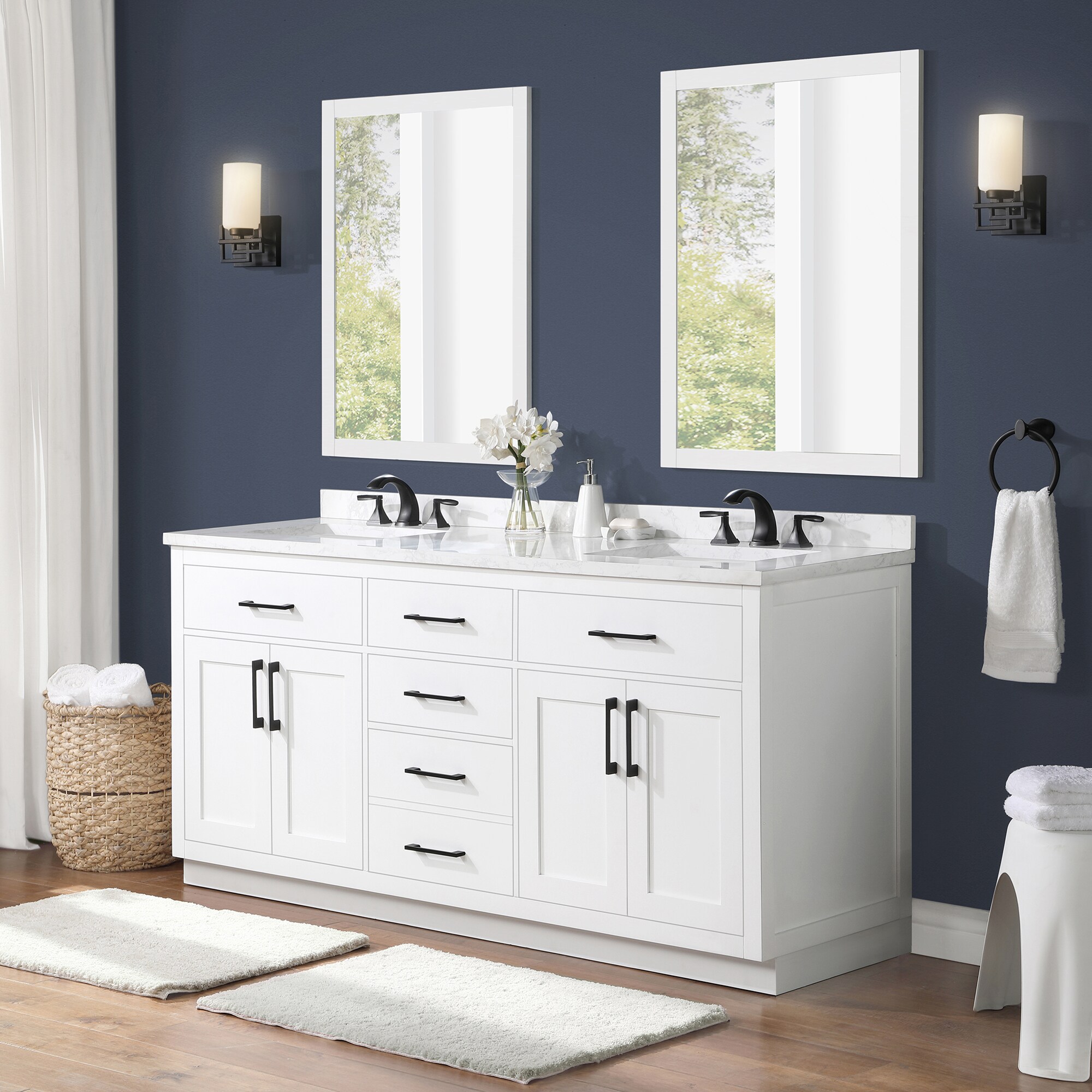 OVE Decors Athea 72-in Pure White Undermount Double Sink Bathroom ...