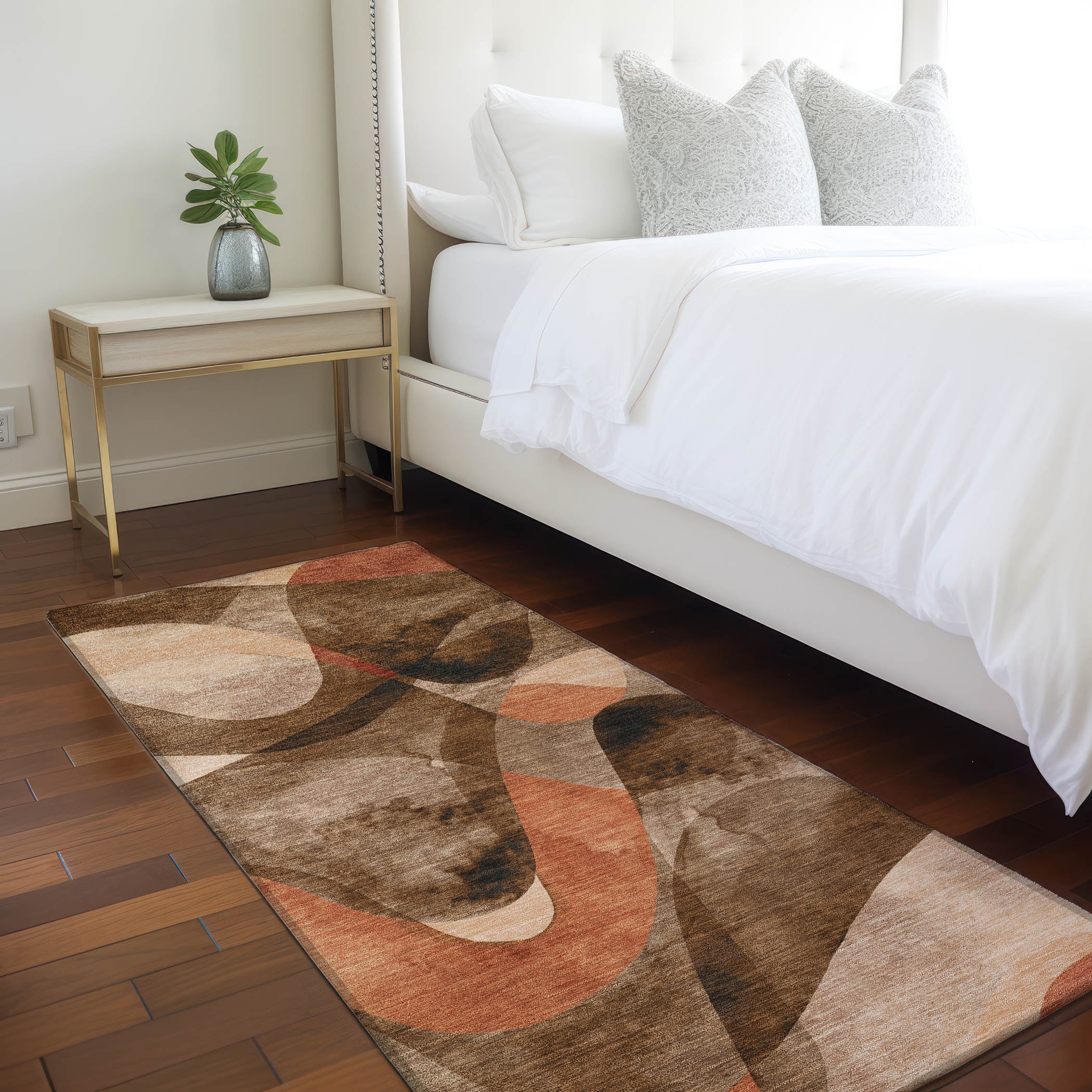 Addison Rugs ACN536CH2X8 Chantille 2 x 7 (ft) Polyester Chocolate Rectangular Indoor/Outdoor Abstract Mid-Century Modern Machine washable Area rug
