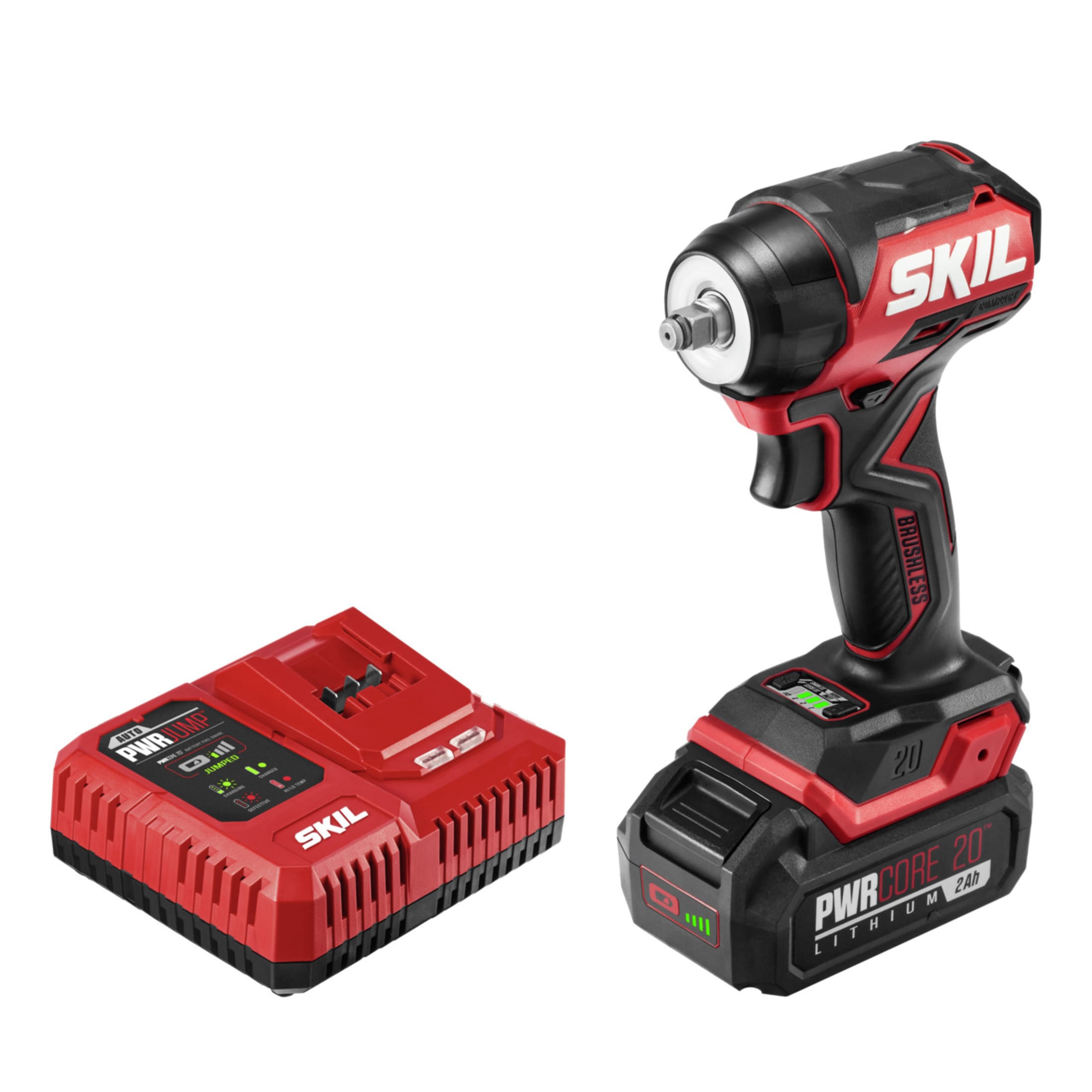 SKIL PWR CORE Compact Variable Speed Brushless 3/8-in Drive Cordless Impact  Wrench (Battery Included) in the Impact Wrenches department at