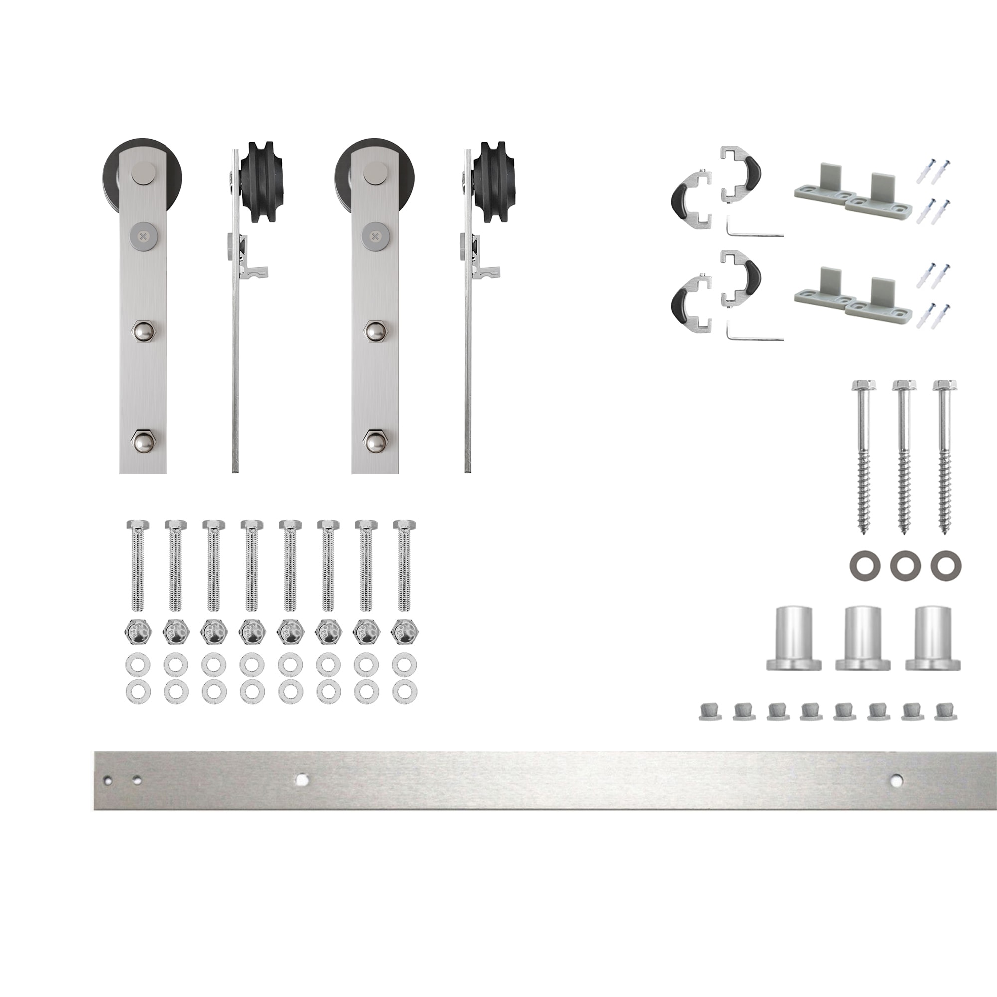 HOMACER ZT2DNZ054C 54-in Brushed Brushed Nickel Indoor I-strap Double Barn door hardware kit