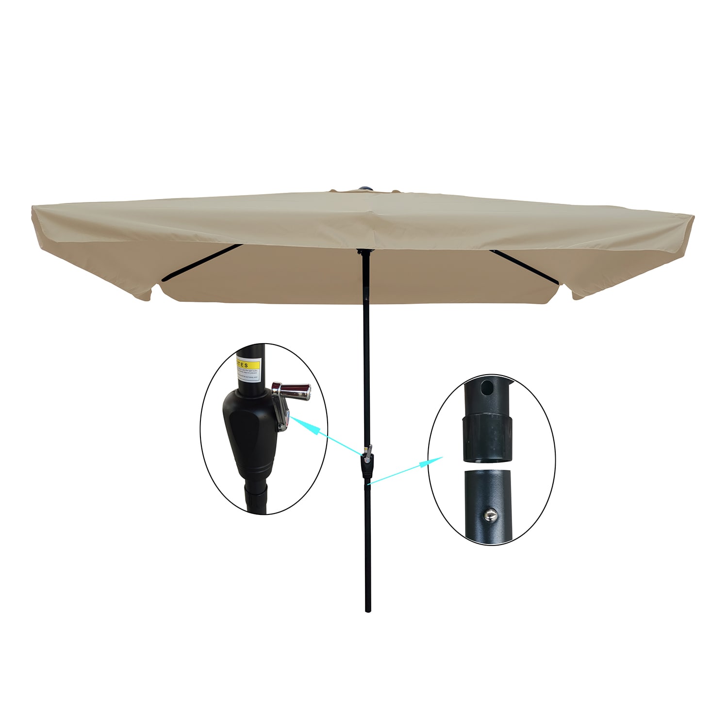 SINOFURN SYA810053RD 10-ft Steel Tan Market Patio Umbrella