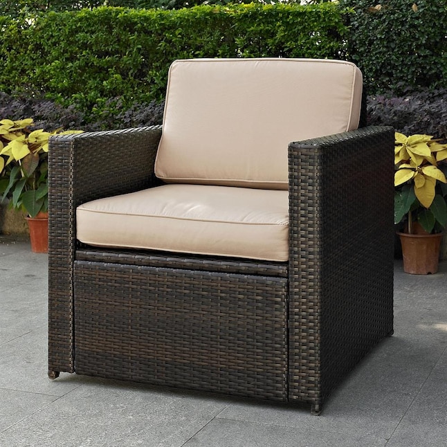 Crosley Furniture Palm Harbor Wicker Dark Brown Metal Frame Stationary Conversation Chair S With Tan Cushioned Seat In The Patio Chairs Department At Com - How To Fix Plastic Wicker Outdoor Furniture