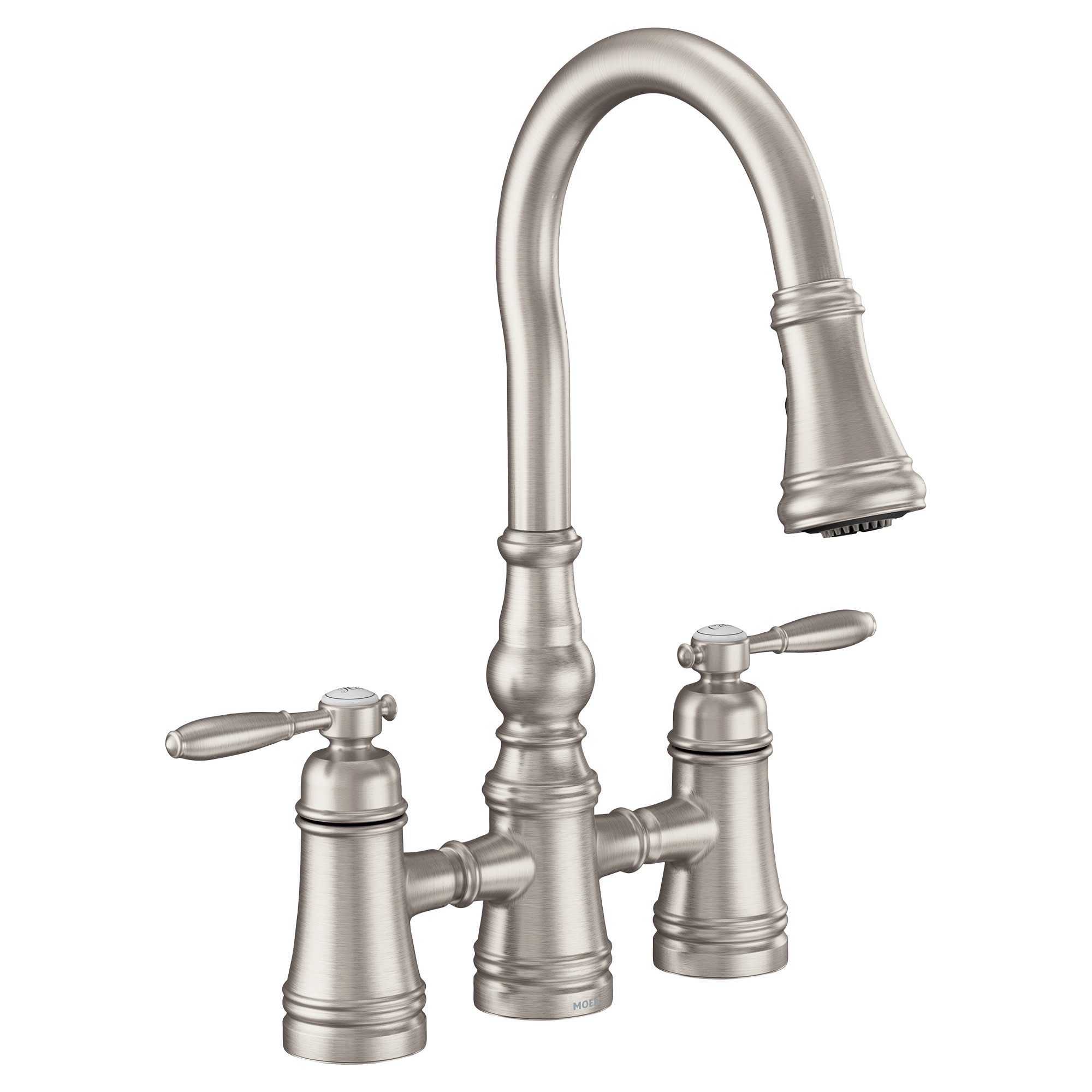 Moen S73204SRS Spot Resist Stainless Double Handle Deck-mount Pull-down Kitchen Faucet with Sprayer