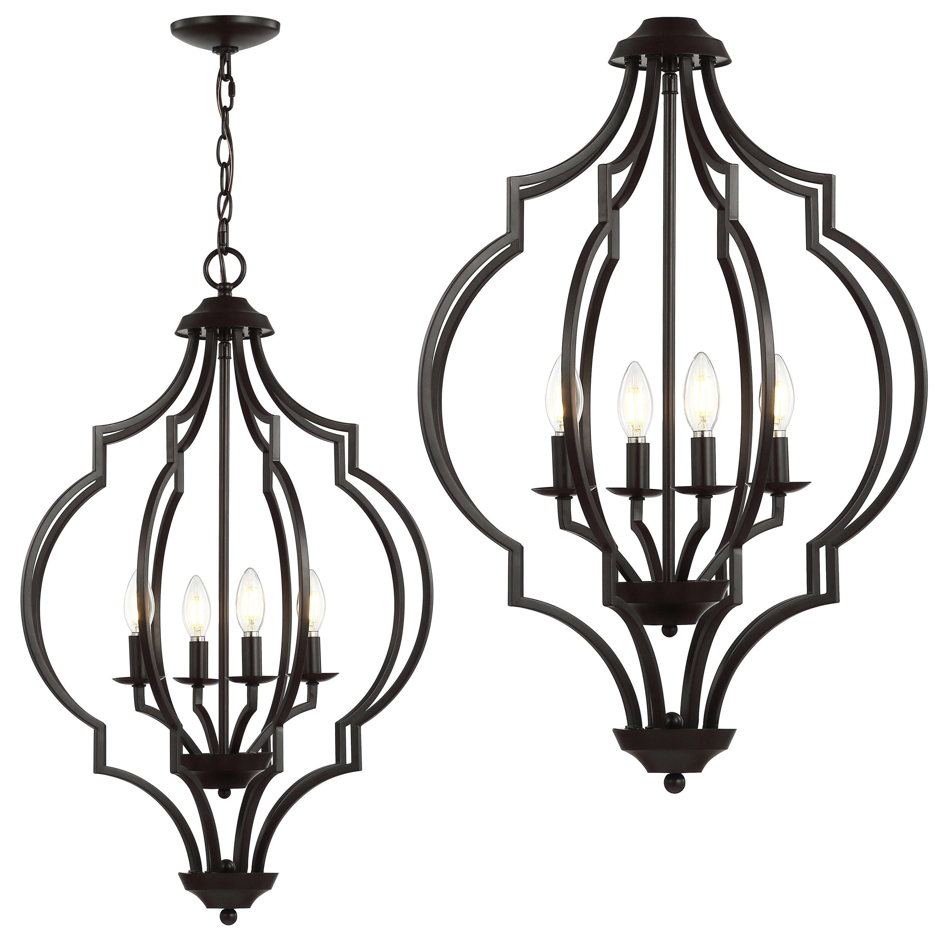 Selema 19" Oil-Rubbed Bronze Geometric LED Pendant with Adjustable Chain