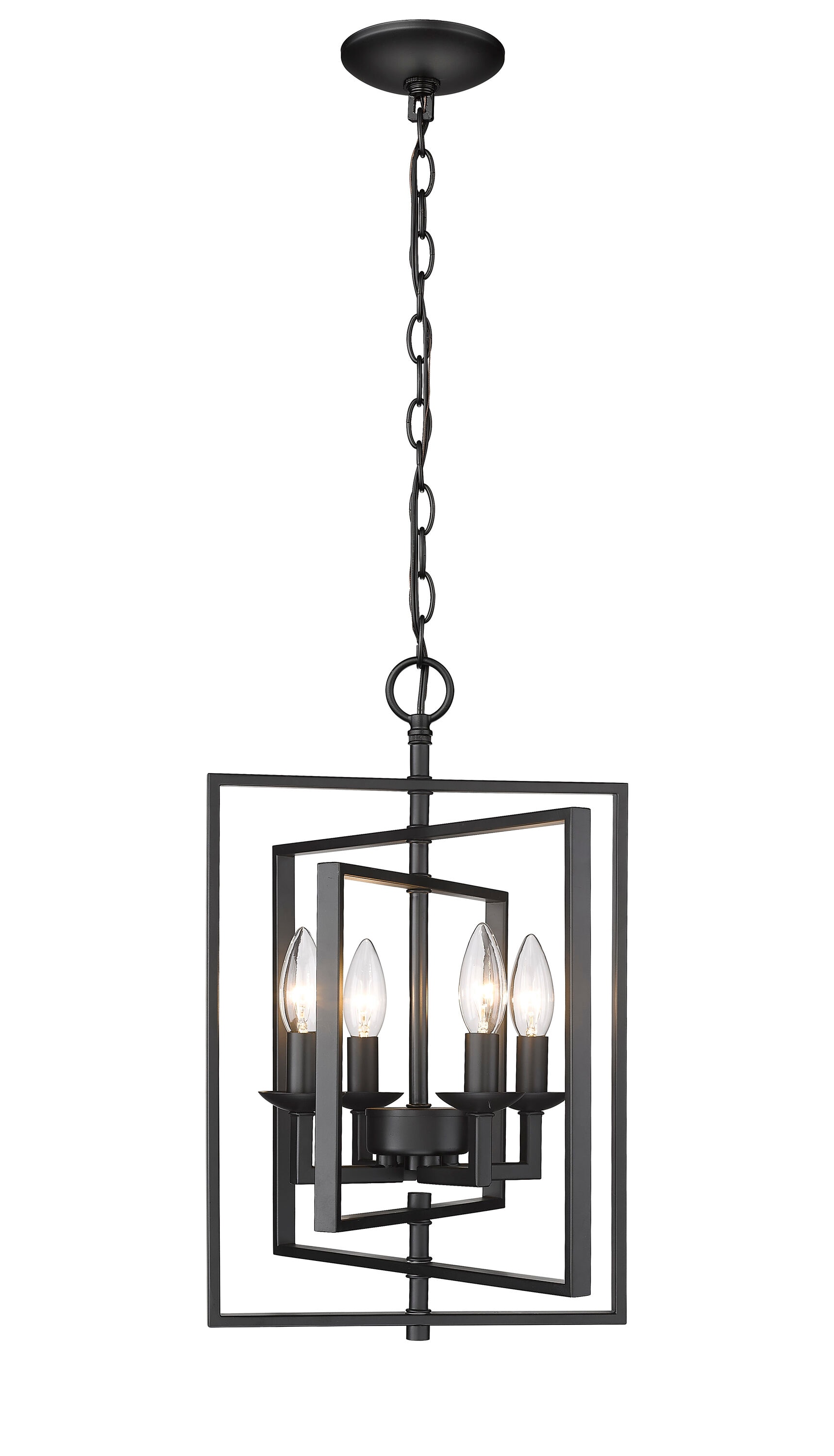 Nellis Matte Black Modern Incandescent Lantern Pendant