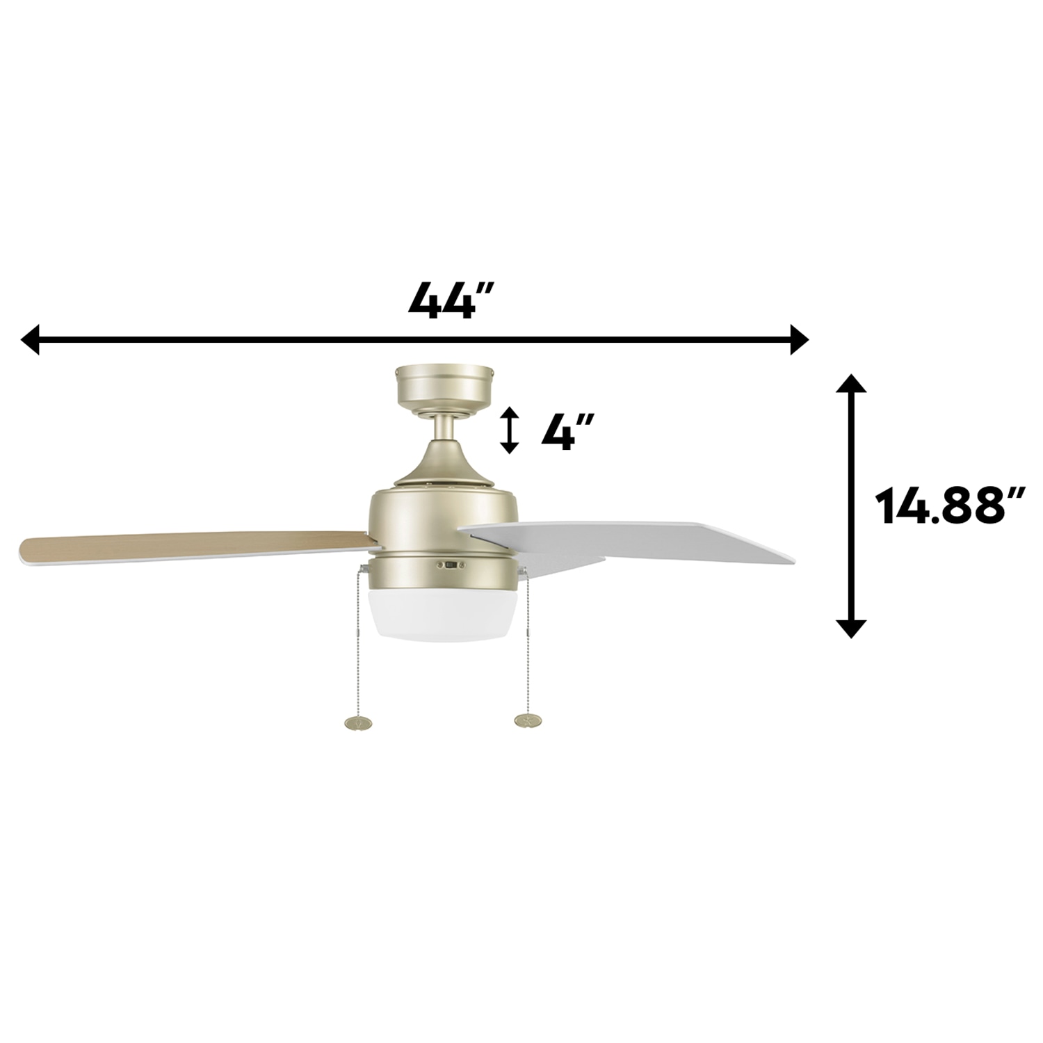 Honeywell Barcadero 44-in Champagne Indoor Ceiling Fan with Light