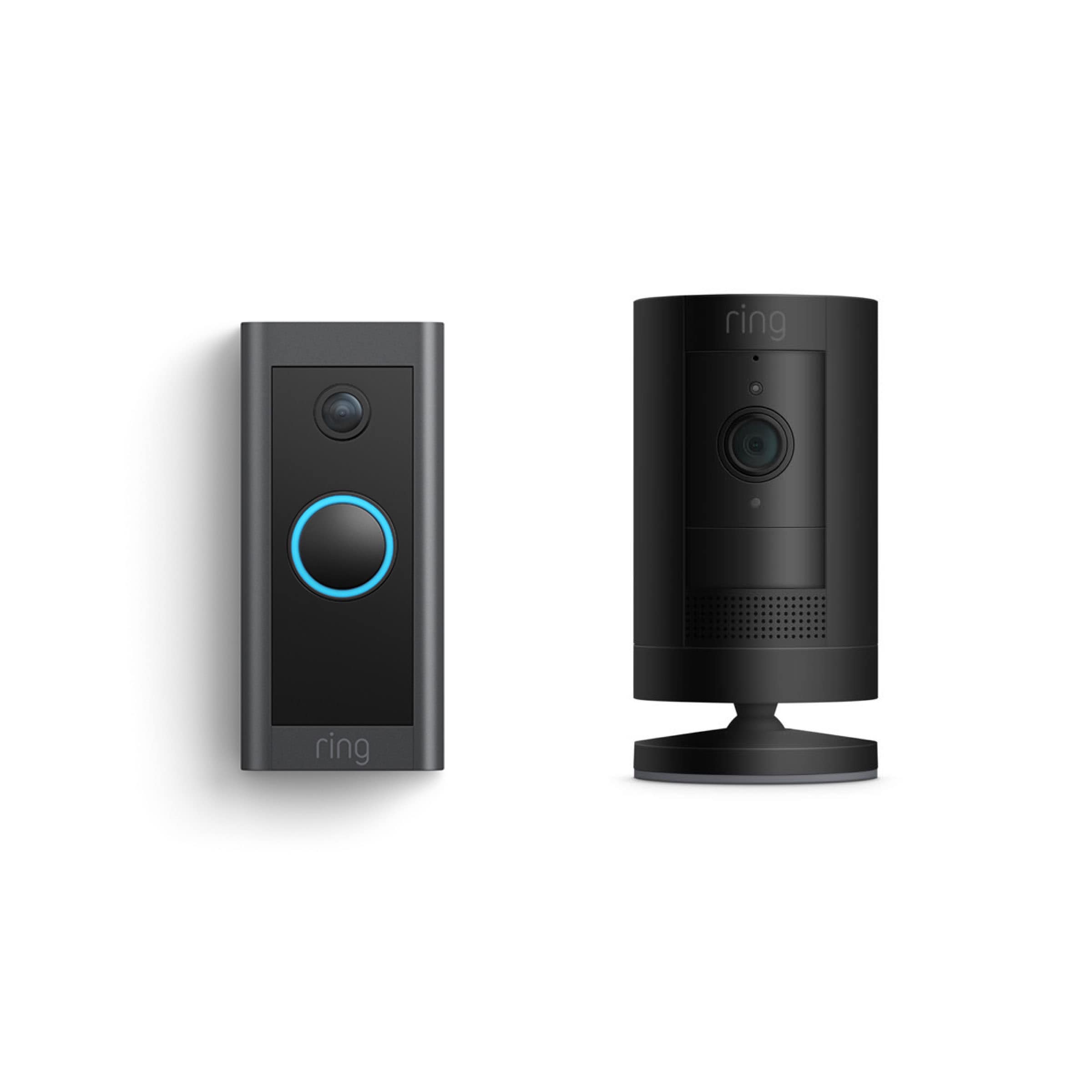 Ring Video Doorbell Wired + Stick Up Cam Battery Black Bundle