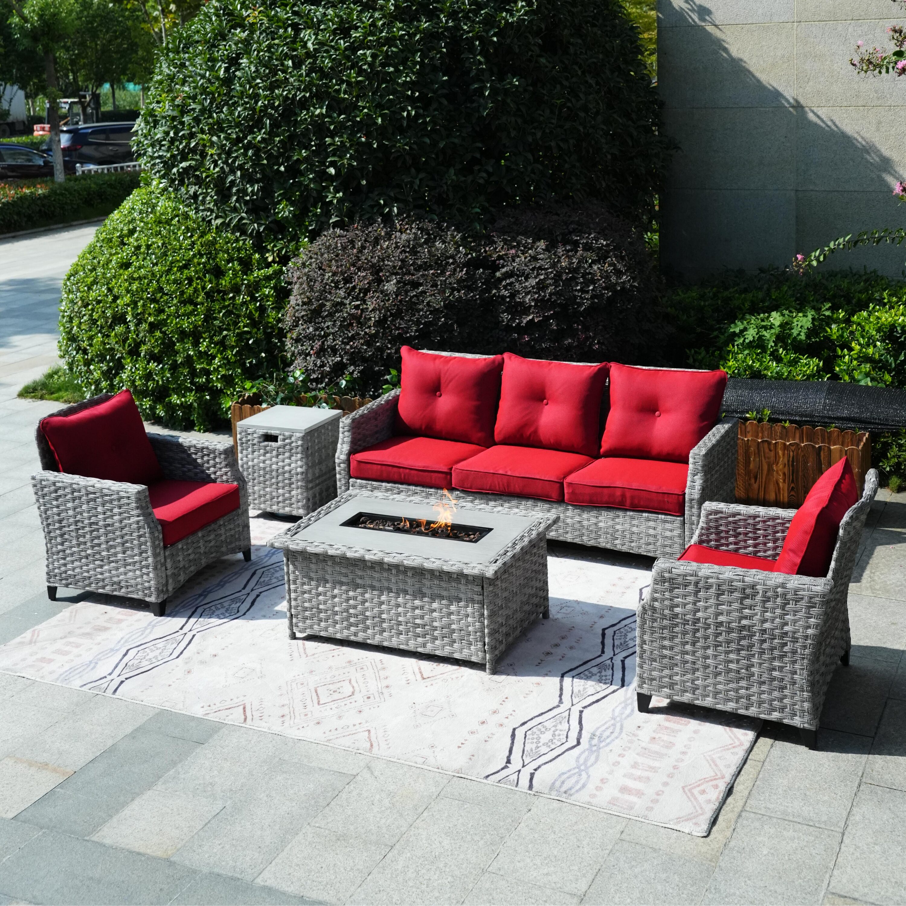 Direct Wicker DWG-1802S-RED Patio-Conversation-Sets - View #6