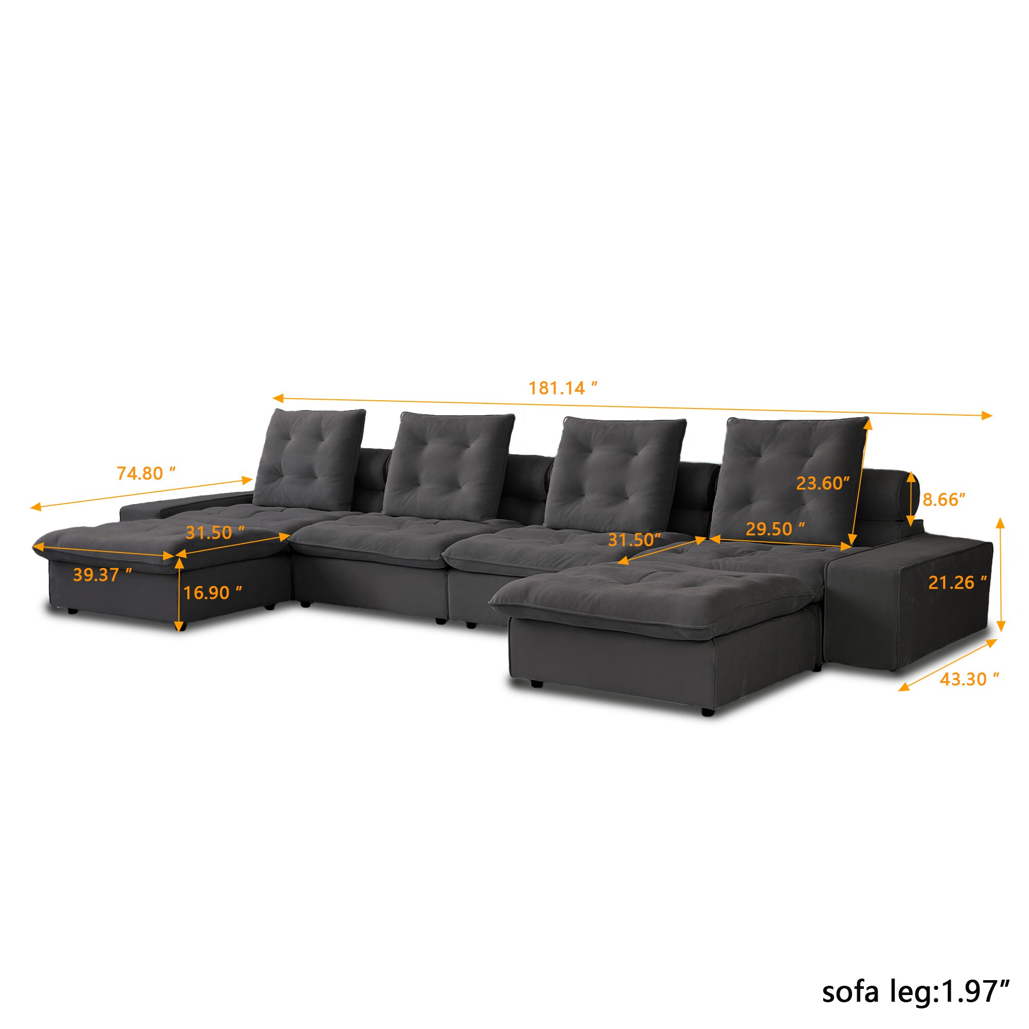 BuotiqHom DH-S4+2-136GY Sofas-Loveseats - View #6