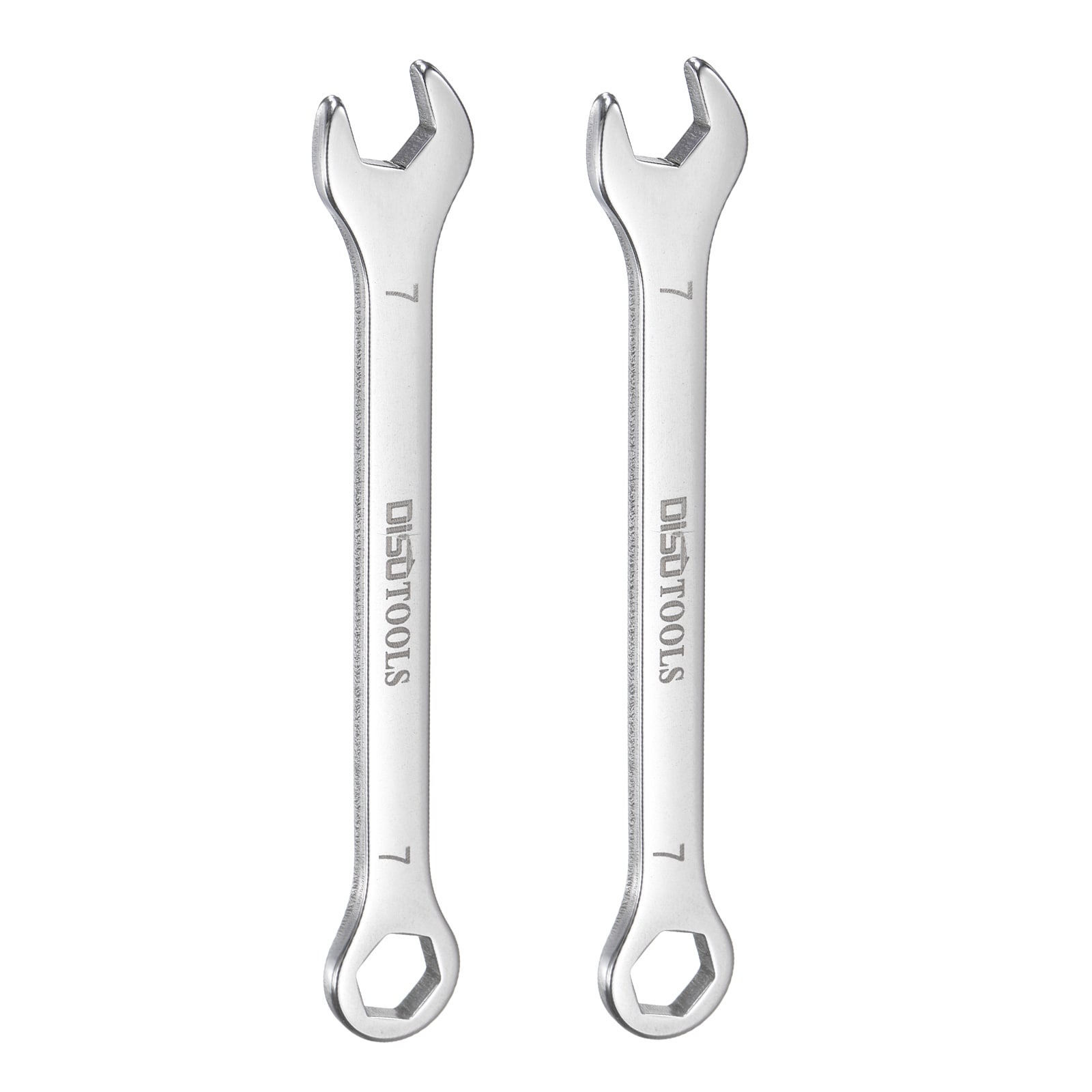 Harfington 2pcs Thin Combination Wrench 7mm Offset 6-Point Ended Box and 15 Degree Angled Open End Mini Combination Wrench 30Cr13 Stainless Steel Quenching Polish Metric Spanner for Auto Repairs #S26050903UX0029