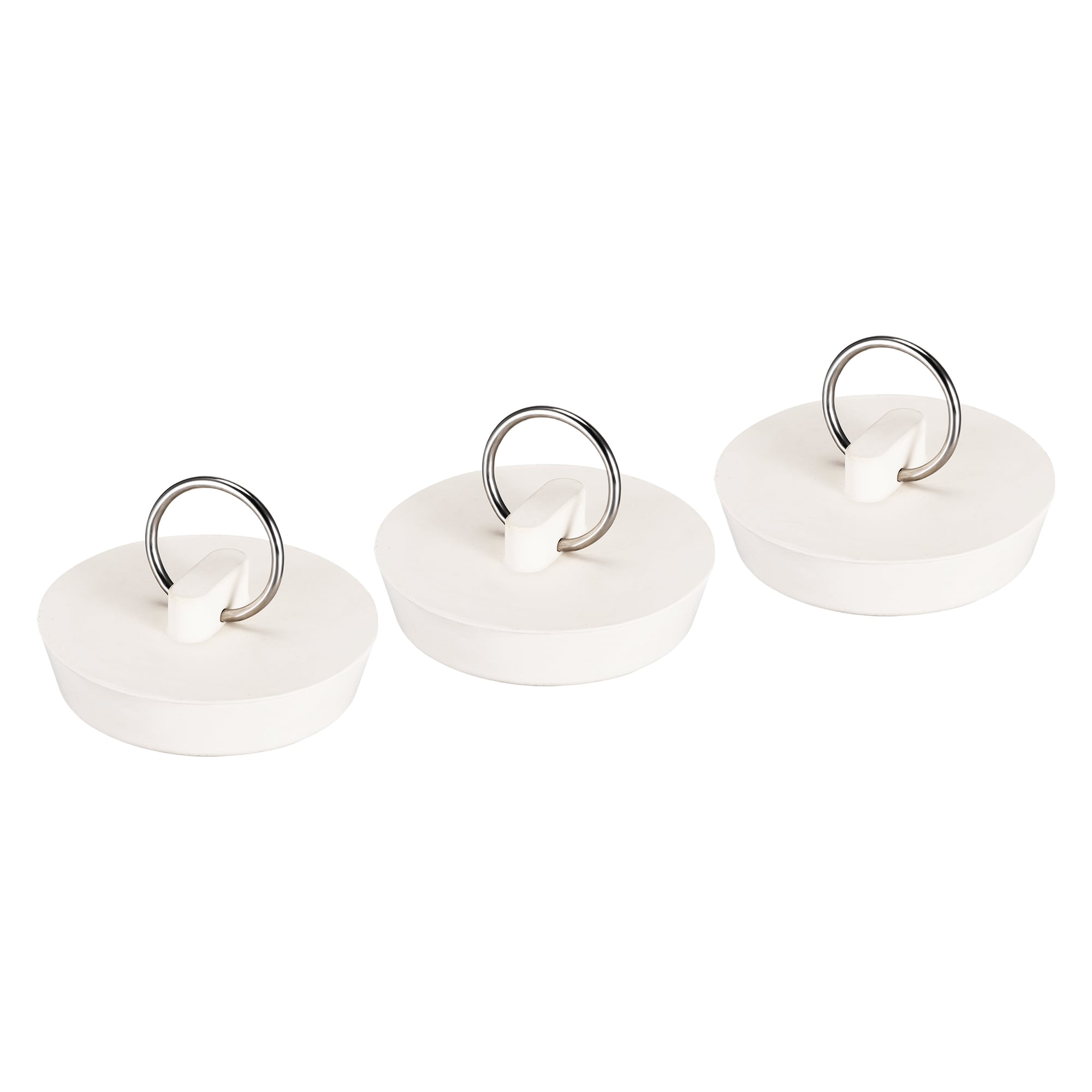 Unique Bargains - 3pcs Rubber Sink Plug White Drain Stopper Fit 1-3/4-Inch to 1-7/8-Inch Drain wi...