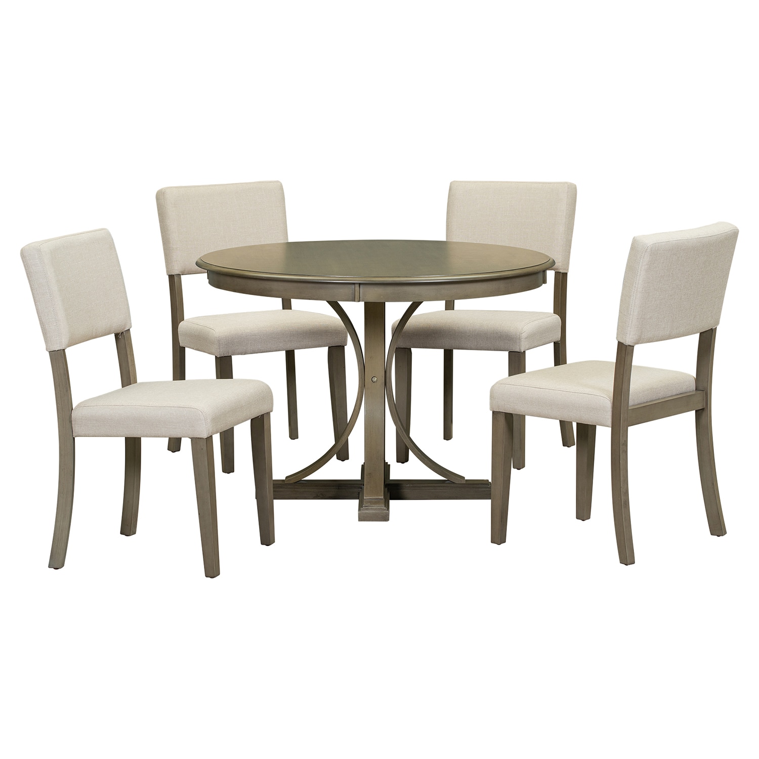 SINOFURN Taupe Casual Dining Room Set with Round Table (Seats 4) in the ...