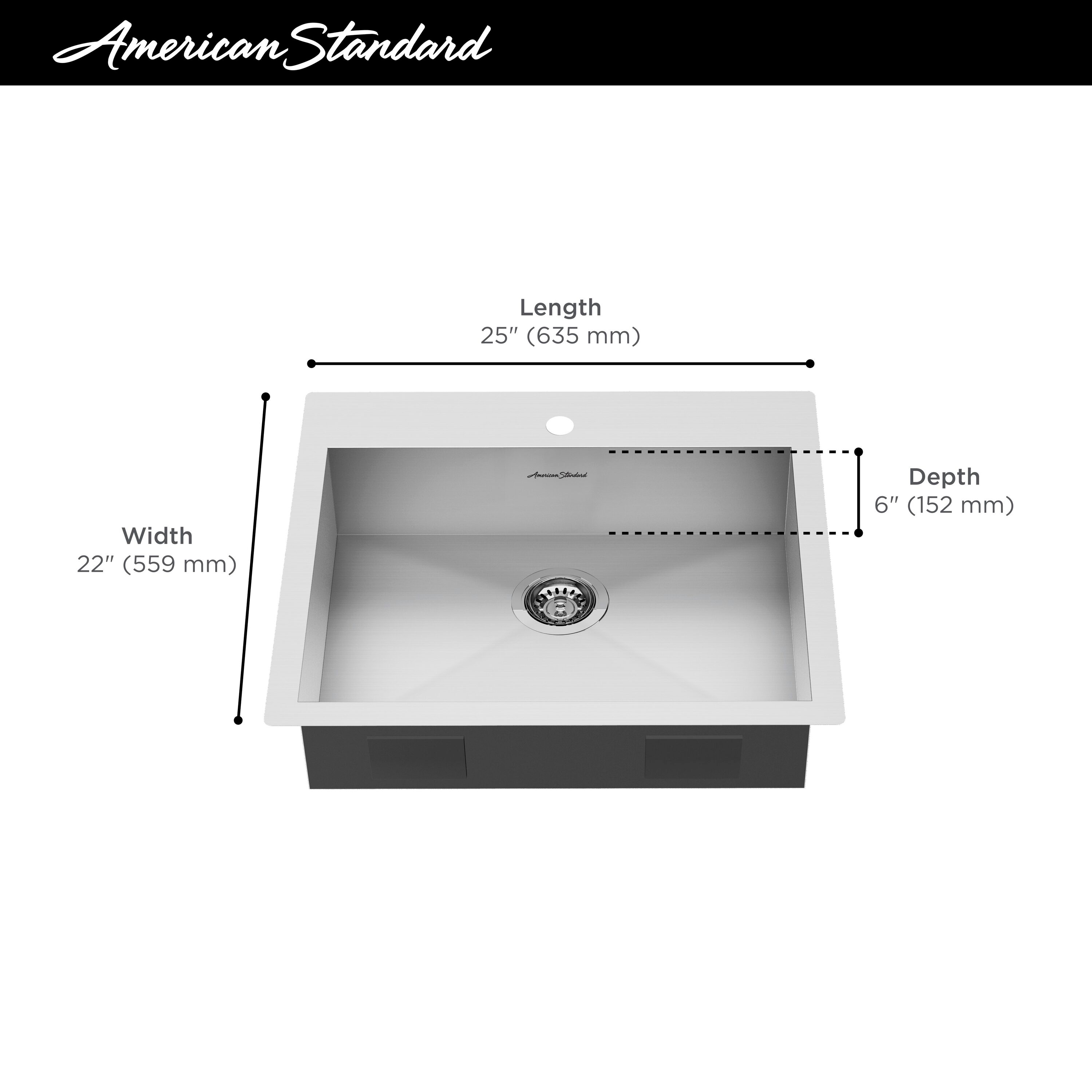 Edgewater 25'' Stainless Steel Drop-In Farmhouse Sink