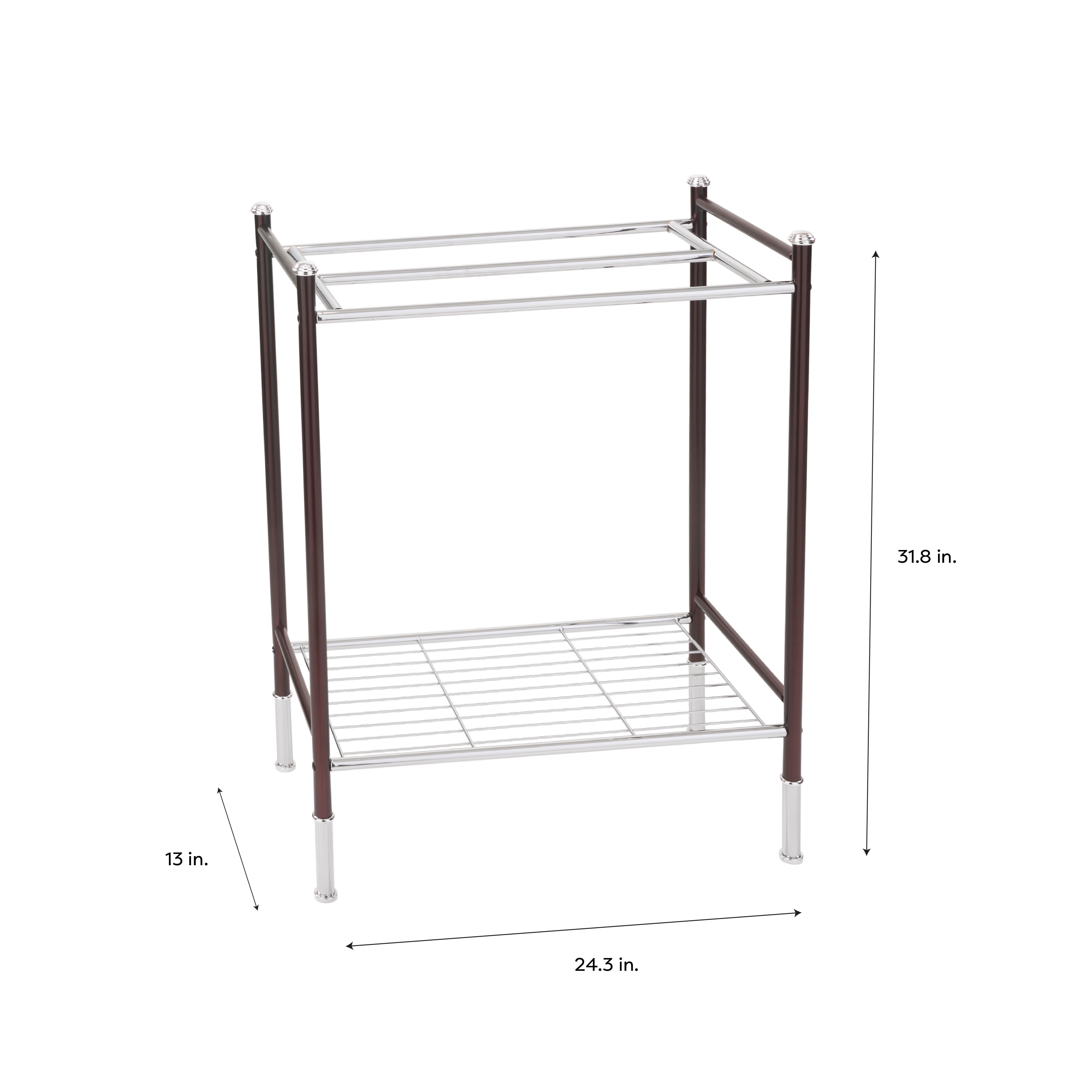 Organize It All Bronze 2-Tier Metal Freestanding Bathroom Shelf (25.25-in x  64.5-in x 10.25-in)