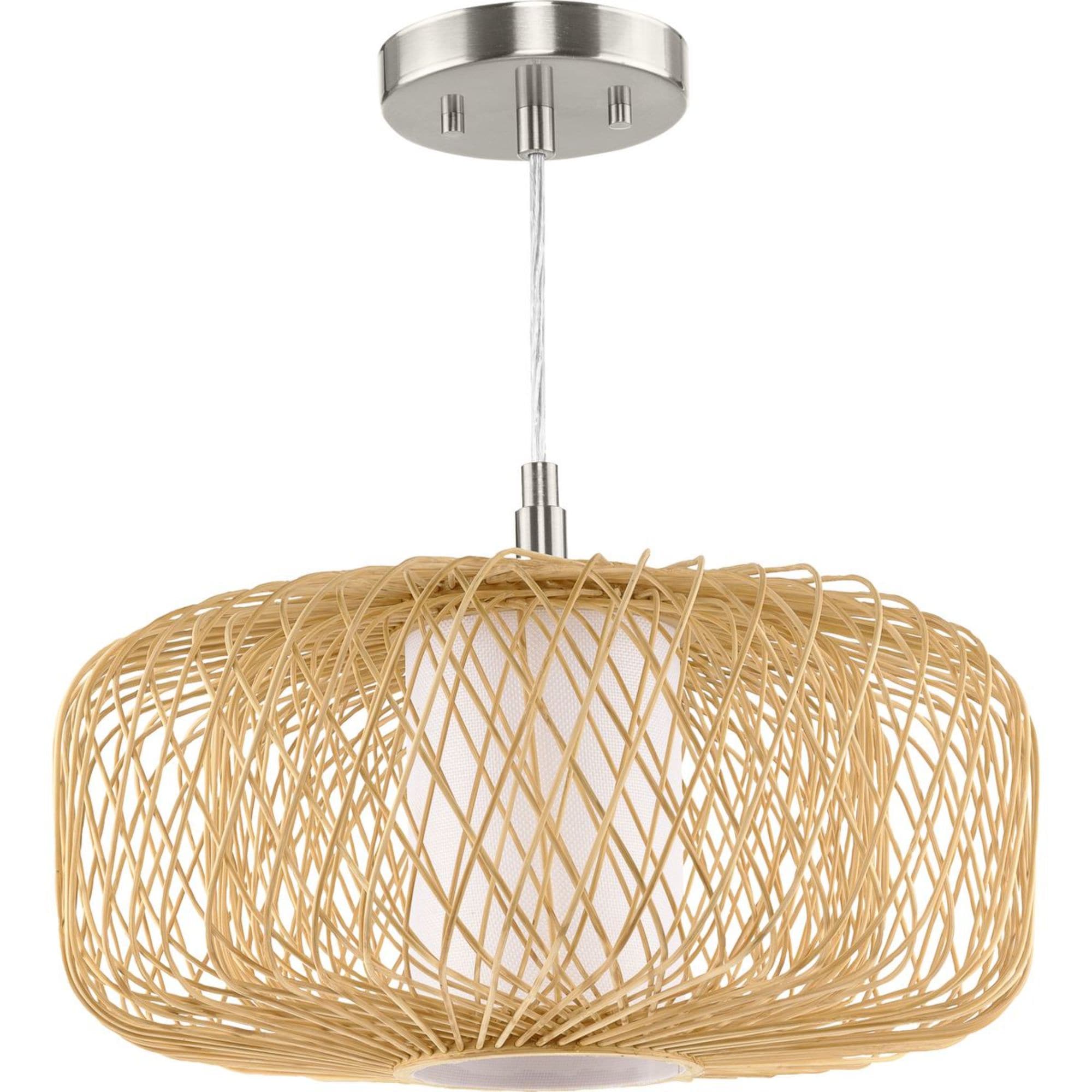 Progress Lighting P500396-201 Cordova Natural Rattan Coastal Drum Medium Hanging Pendant light