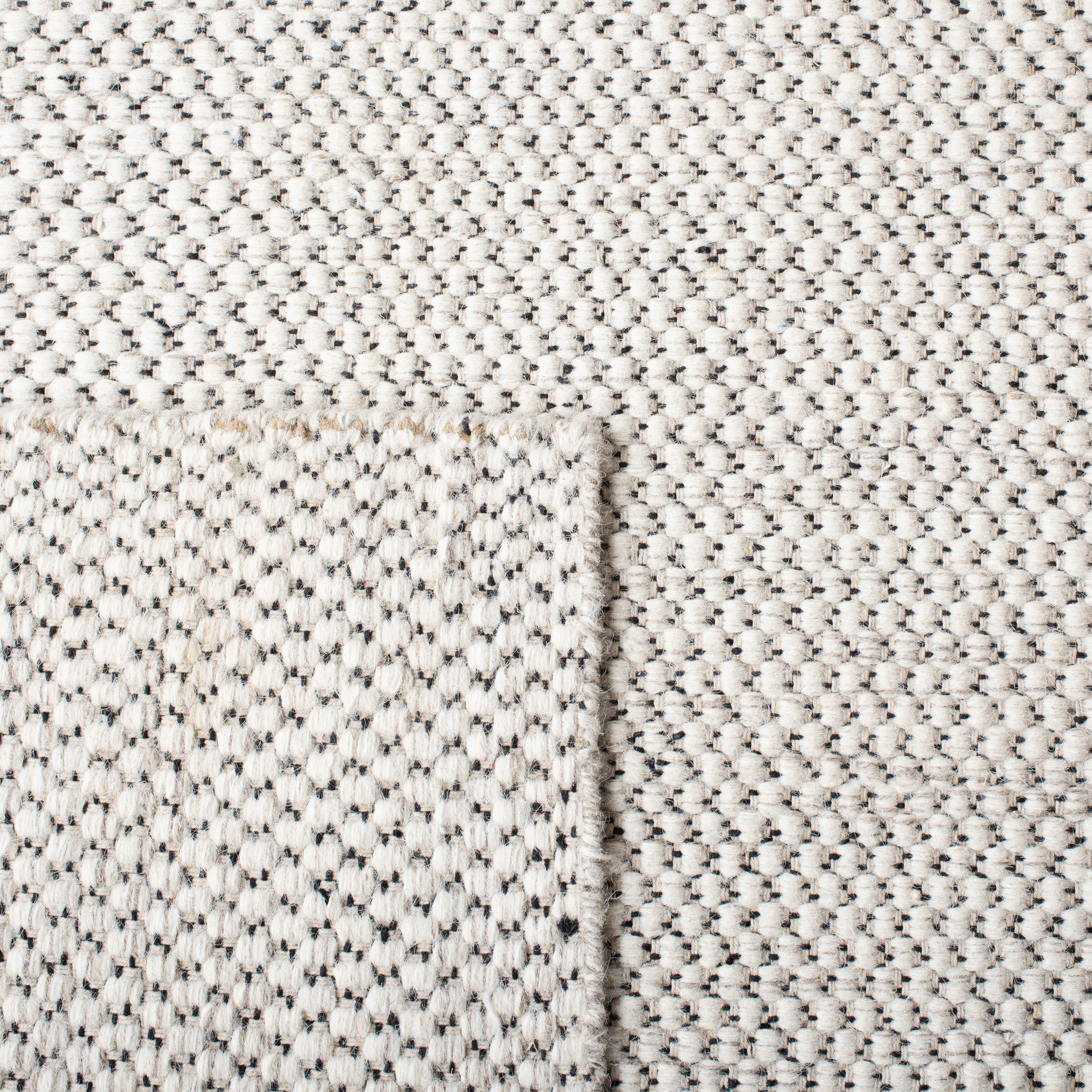 Ivory Flat Woven Wool Handmade Reversible Runner Rug
