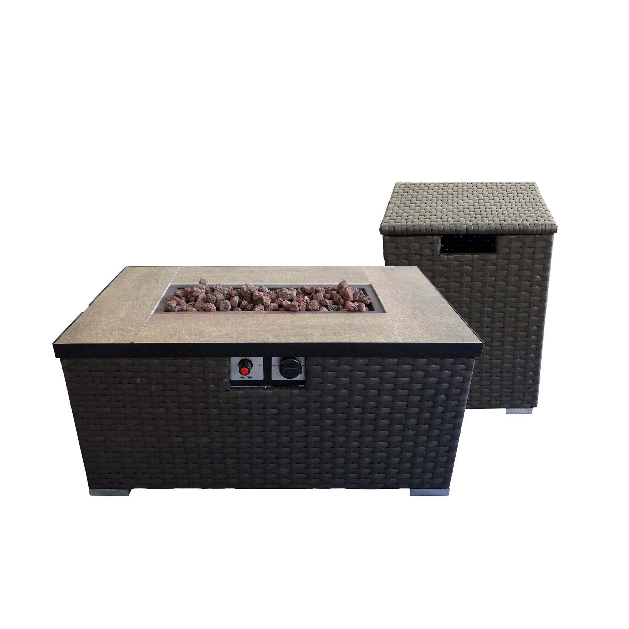 Auburn 31.5-in W 40000-BTU Brown Wicker Propane Gas Fire Pit