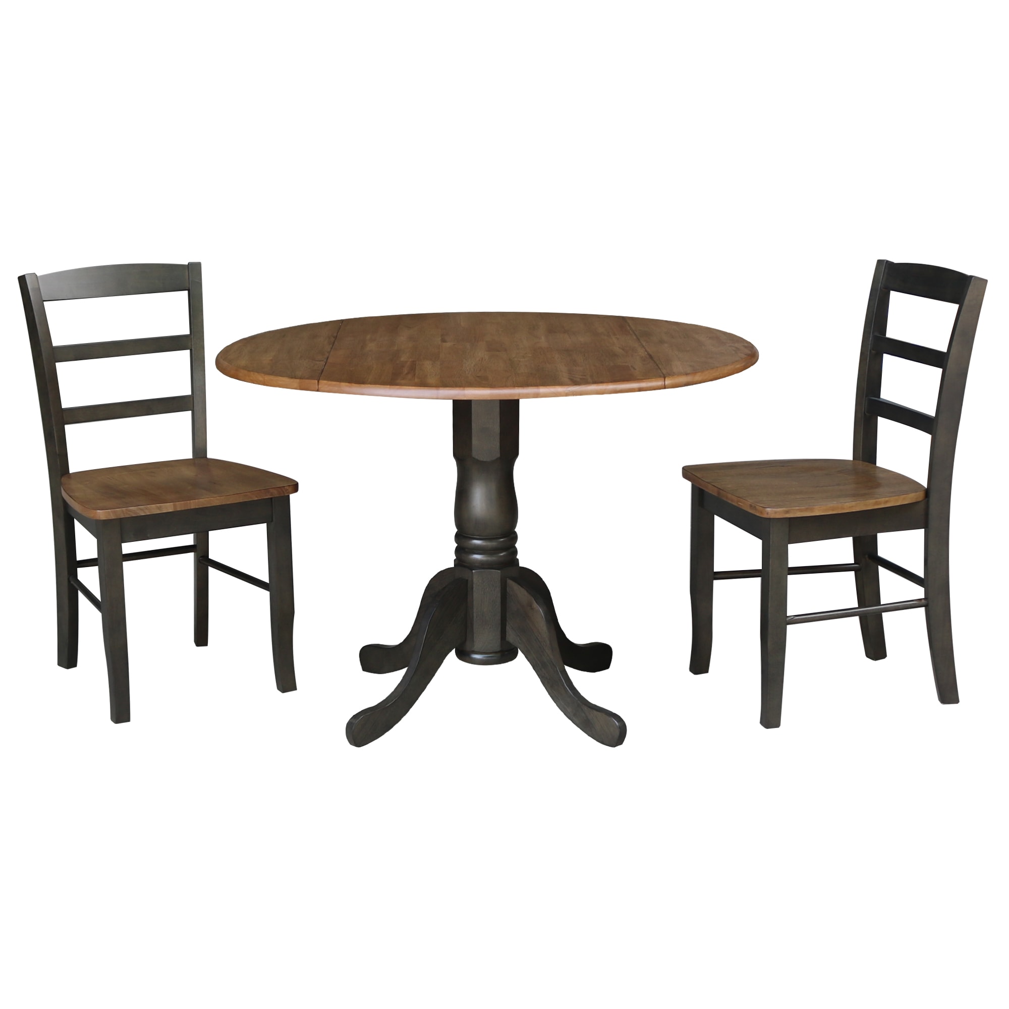 International Concepts K45-42DP-C2-2 Hickory/washed coal Traditional Dining Room Set with Round Table ( Seats 2 )