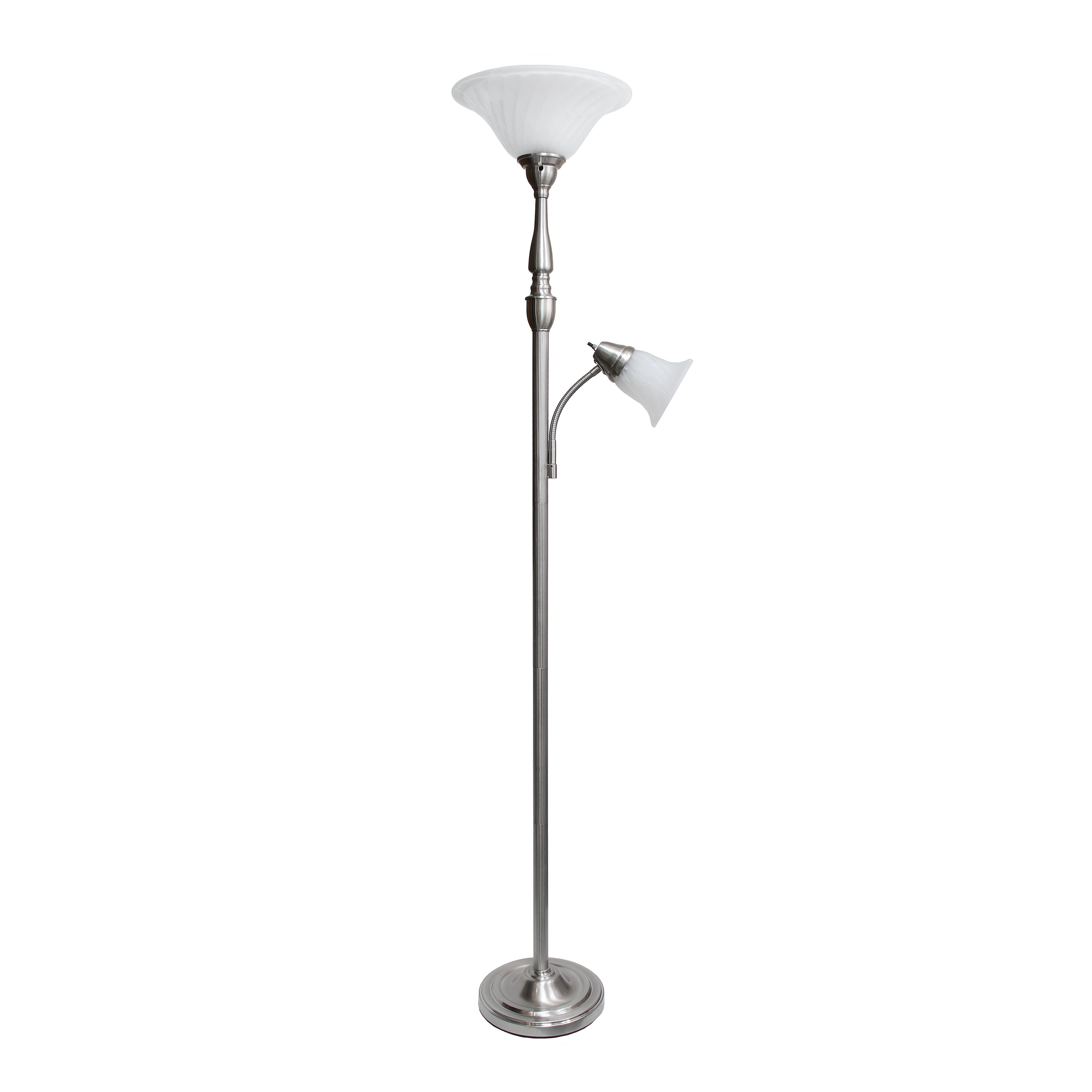 Elegant Designs 71-in Brushed Nickel Torchiere with Reading Light