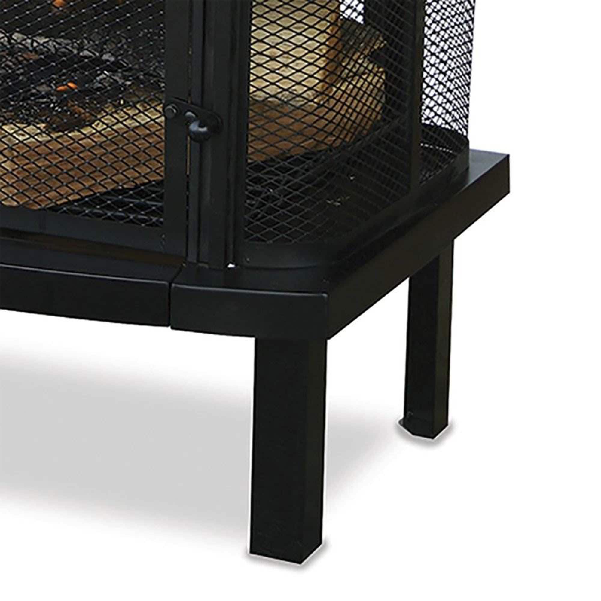 Black Steel Free-Standing Wood Burning Chimenea Fire Pit