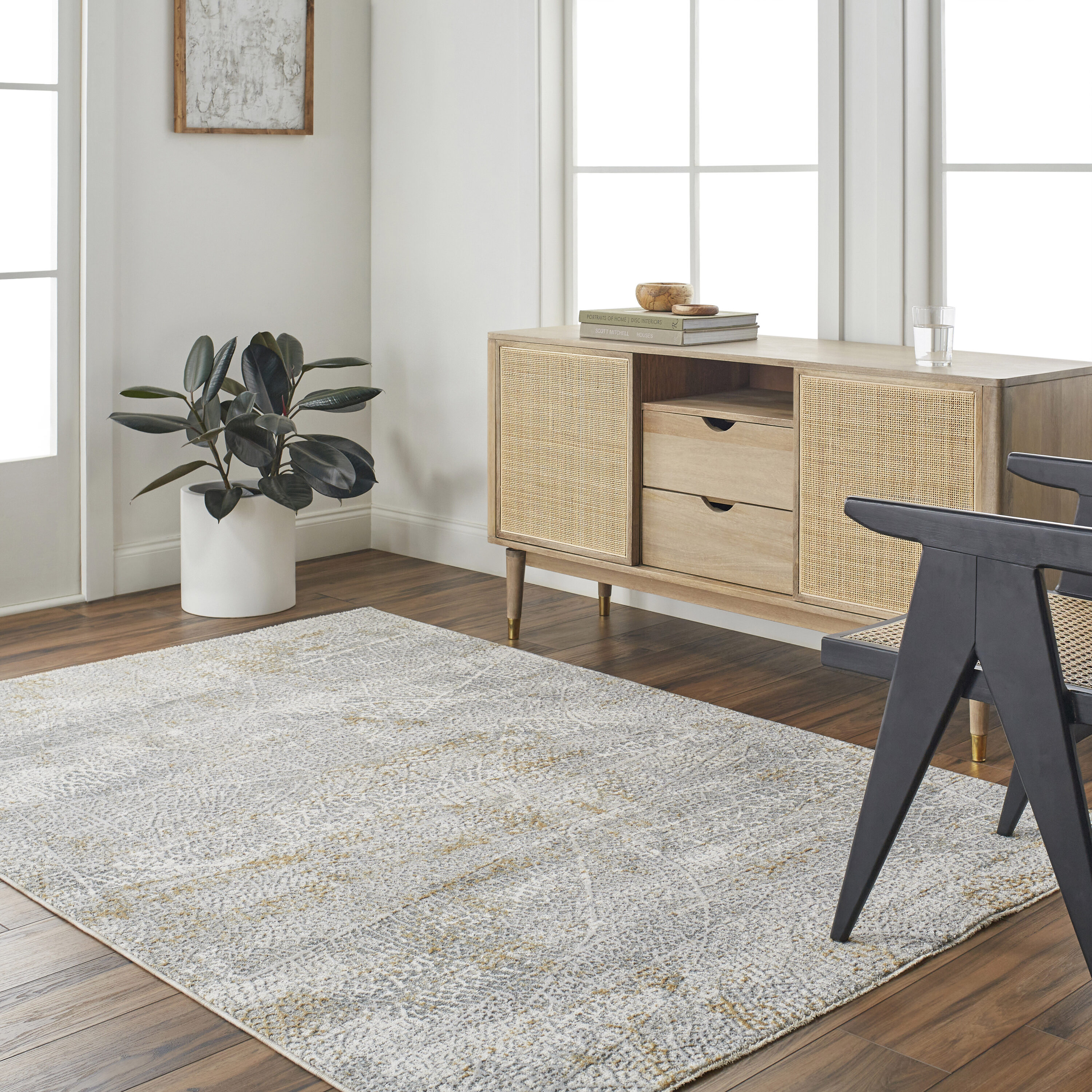 Livabliss - Dresden 2-ft x 3-ft Flatweave Polyester Denim/Mustard Rectangular Indoor Abstract Mid...