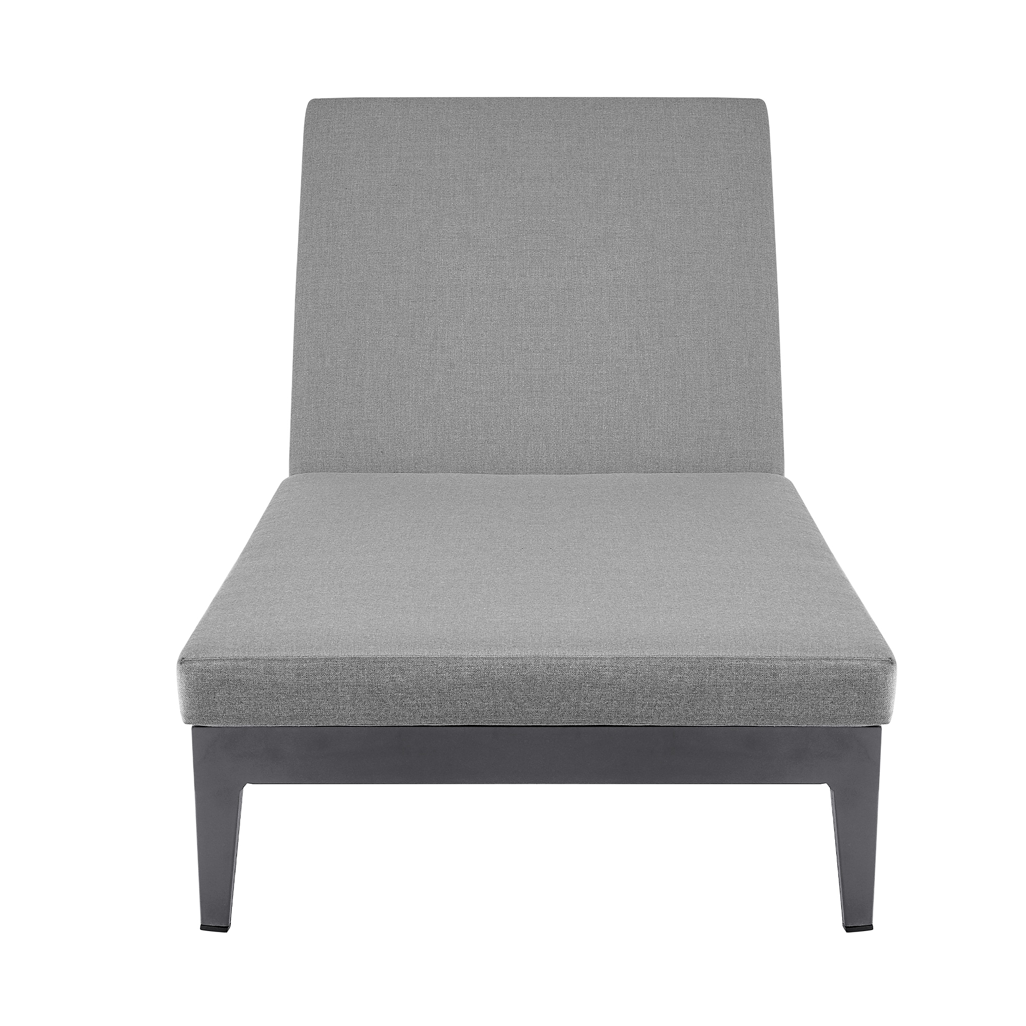 Armen Living 840254333017 Argiope Black Aluminum Frame Stationary Chaise Lounge Chair with Gray Cushioned Seat