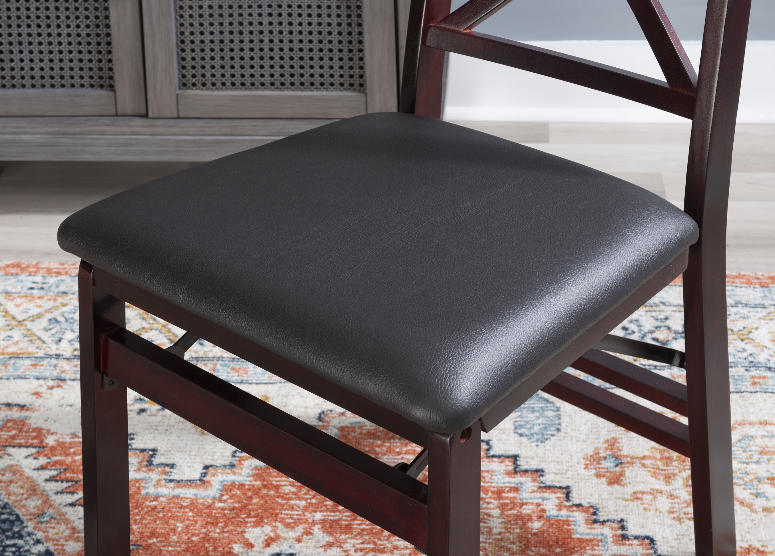 Brown Faux Leather High Cross Back Side Chair Set