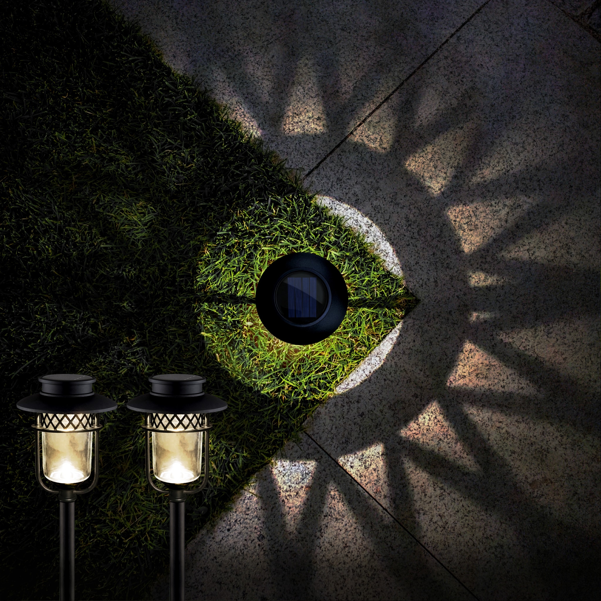 Black Stainless Steel Solar LED Pathway Light Pack, Set of 2
