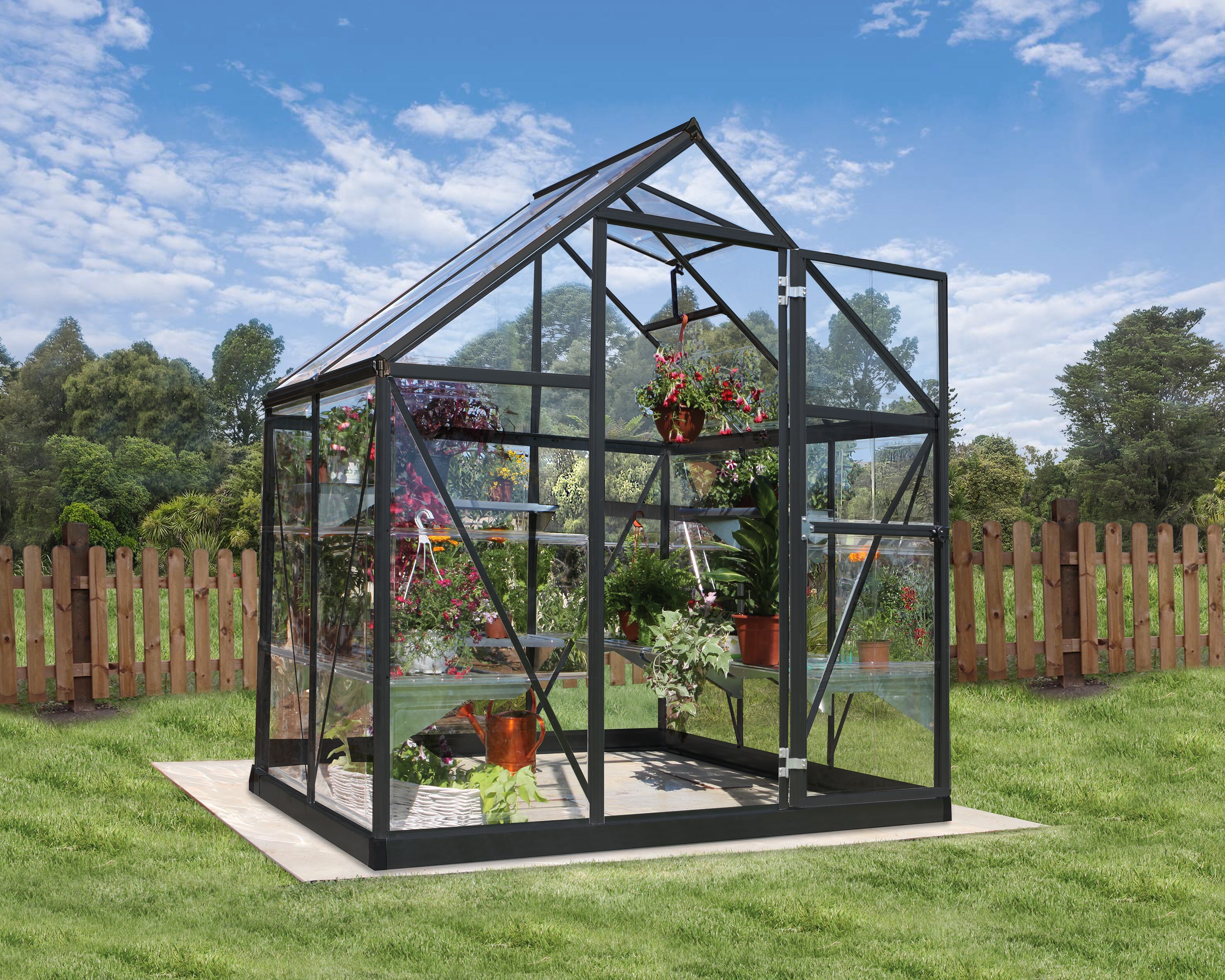 Canopia by Palram Harmony 4-ft L x 6-ft W x  H Gray Frame/Clear  Panels Greenhouse in the Greenhouses department at 